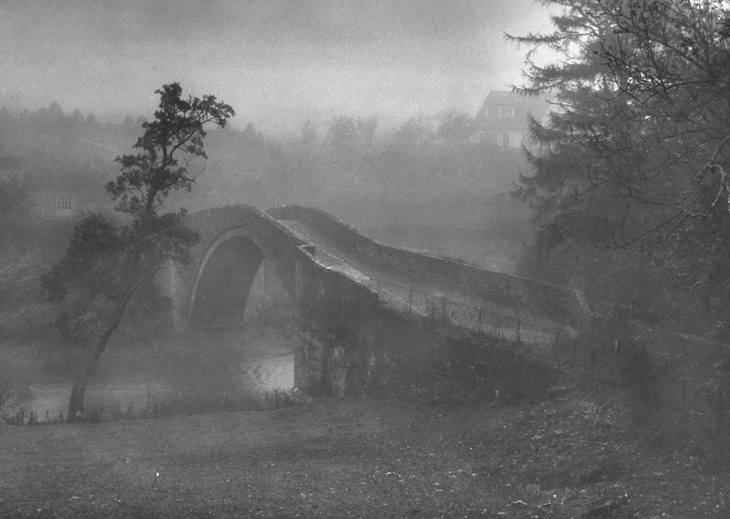 The Old Bridge of Doon ("Brig o' Doon") where Tam O'Shanter was saved from a witch in a poem by Robert Burns, 1948.