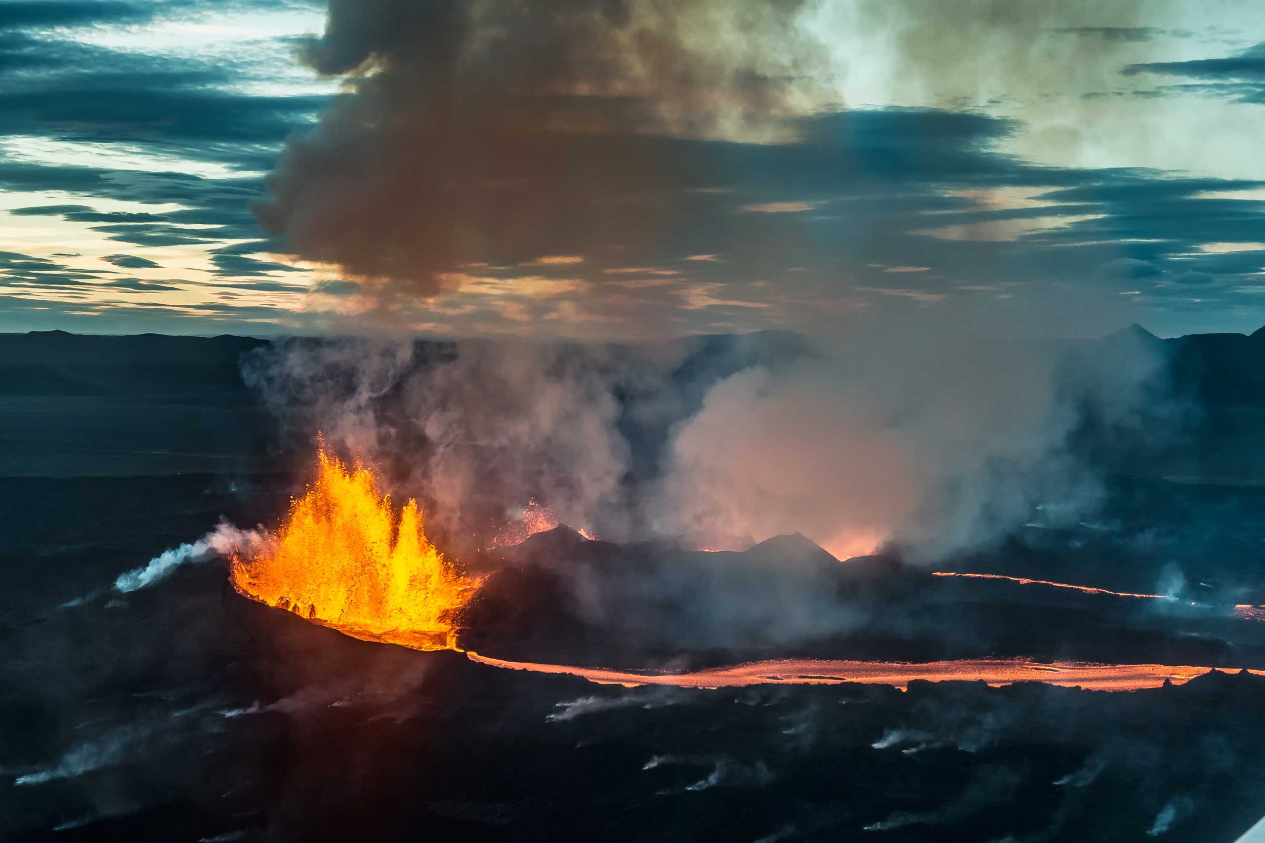 Sept. 13, 2014. The Bardarbunga volcano, beneath Iceland's Vatnajokull glacier is seen erupting.