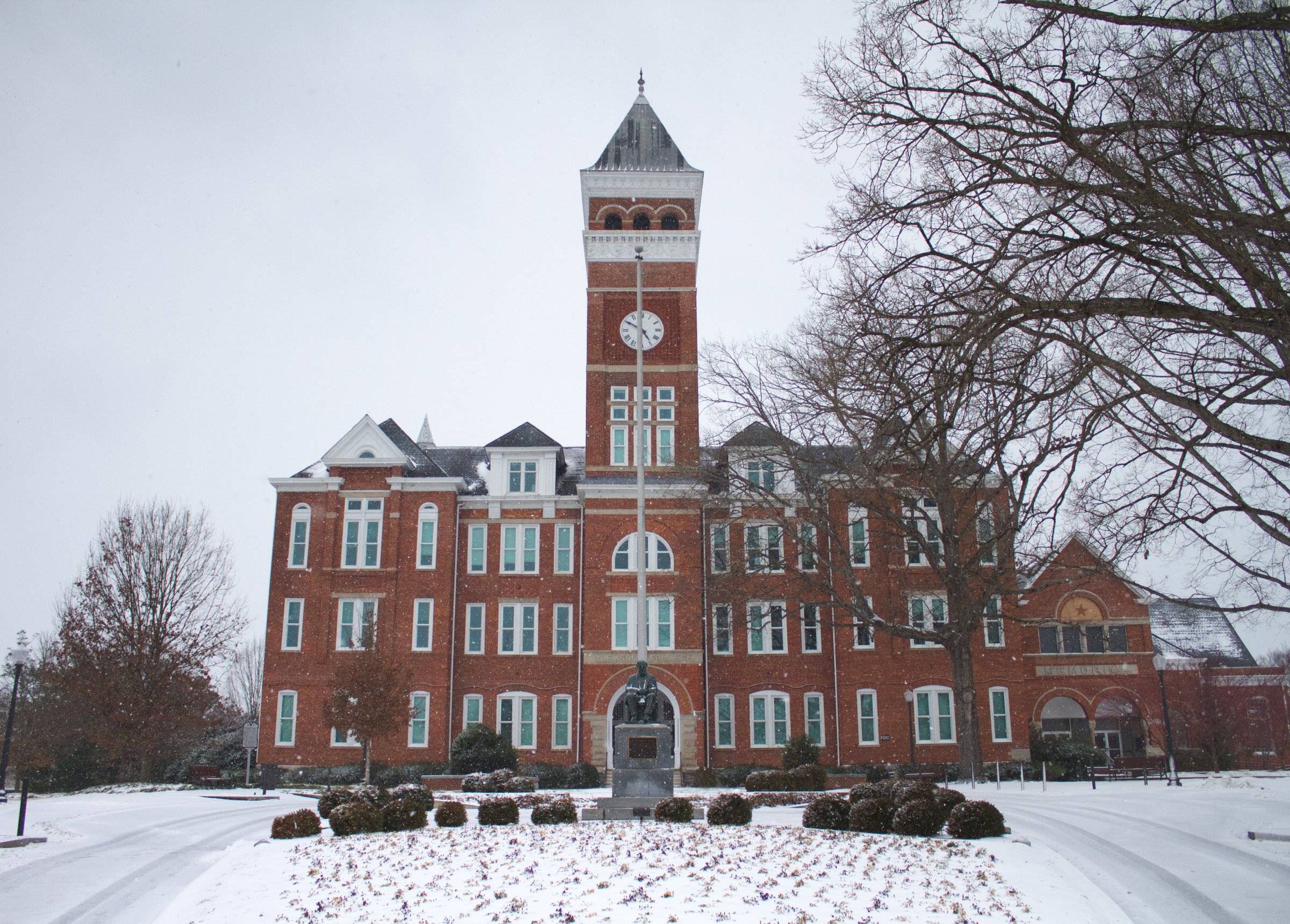 Clemson University Tillman Hall in Snow