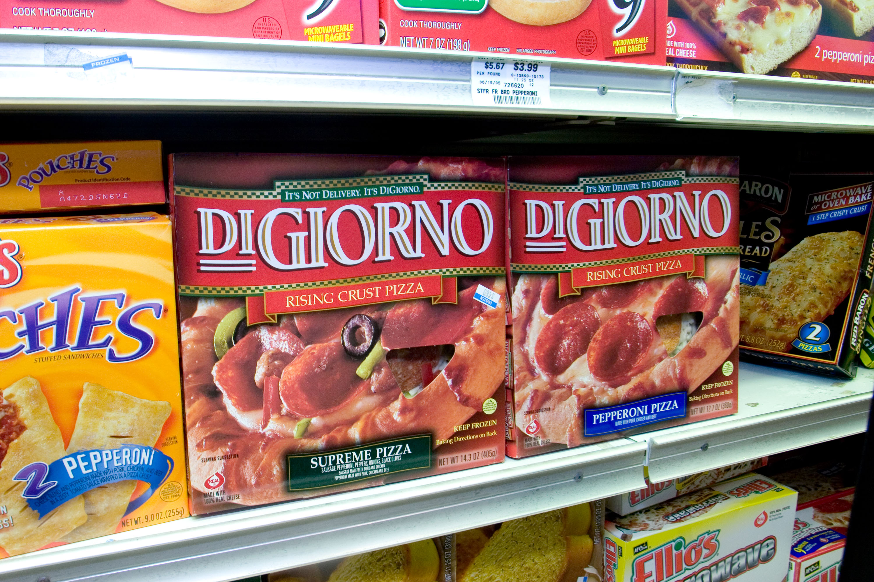 DiGiorno Pizzas are displayed at an Associated Supermarket i