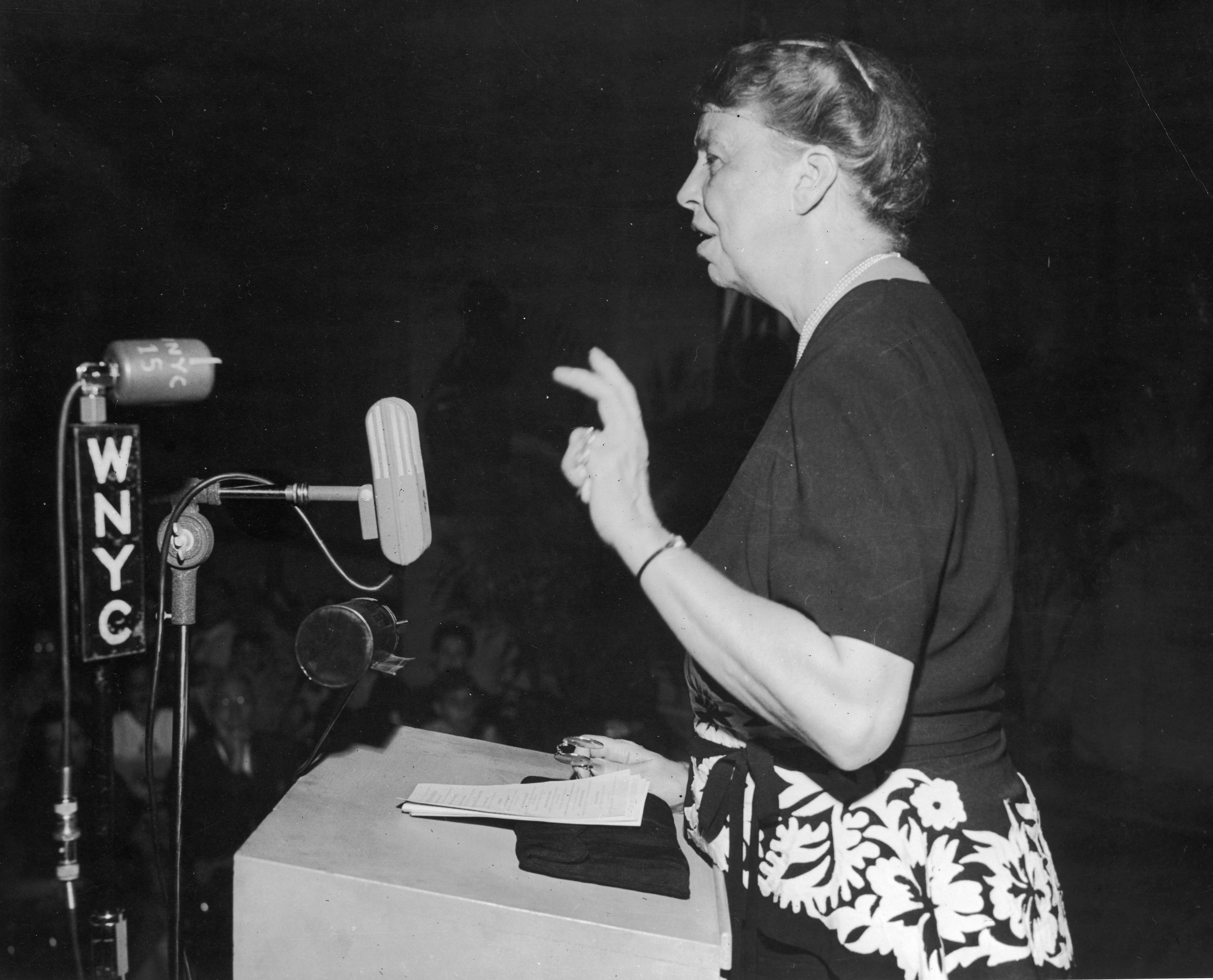 Eleanor Roosevelt giving a speech, October 8,1946. (Fotosearch&mdash;Getty Images)