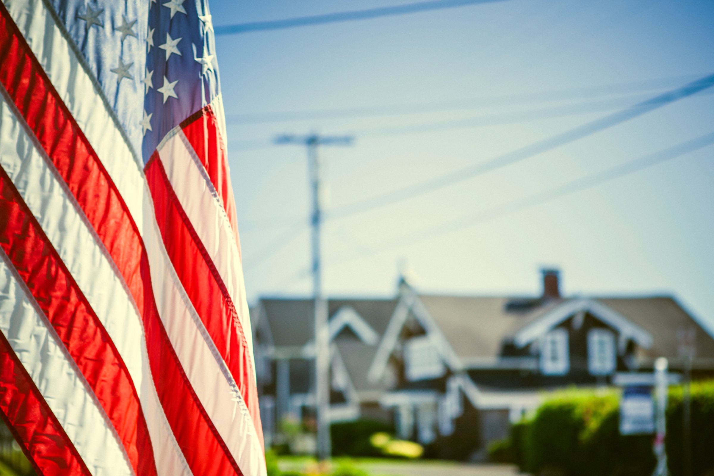 American Flag and Neighborhood