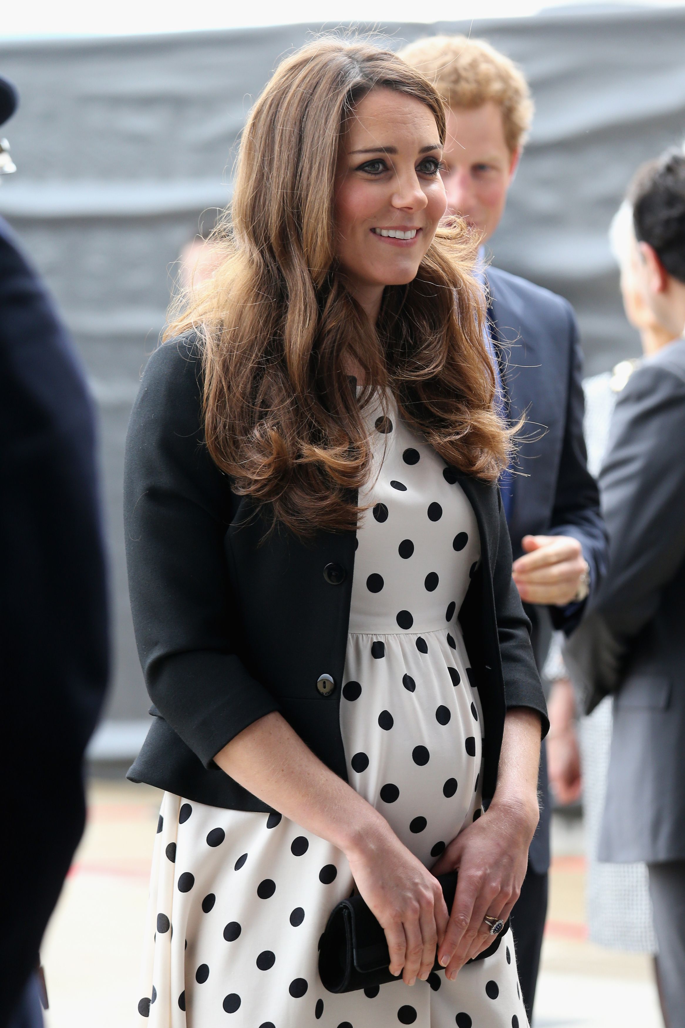 Duchess of Cambridge arrives for her visit to Warner Bros studios in Leavesden, Herts where the popular Harry Potter movies were produced on April 26, 2013.