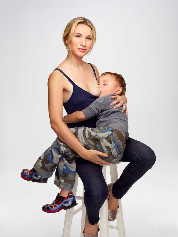Jamie Lynne Grumet of Los Angeles and her son, age 3."I donÕt consider breast-feeding immodest at all. IÕm not shy about doing it in public."