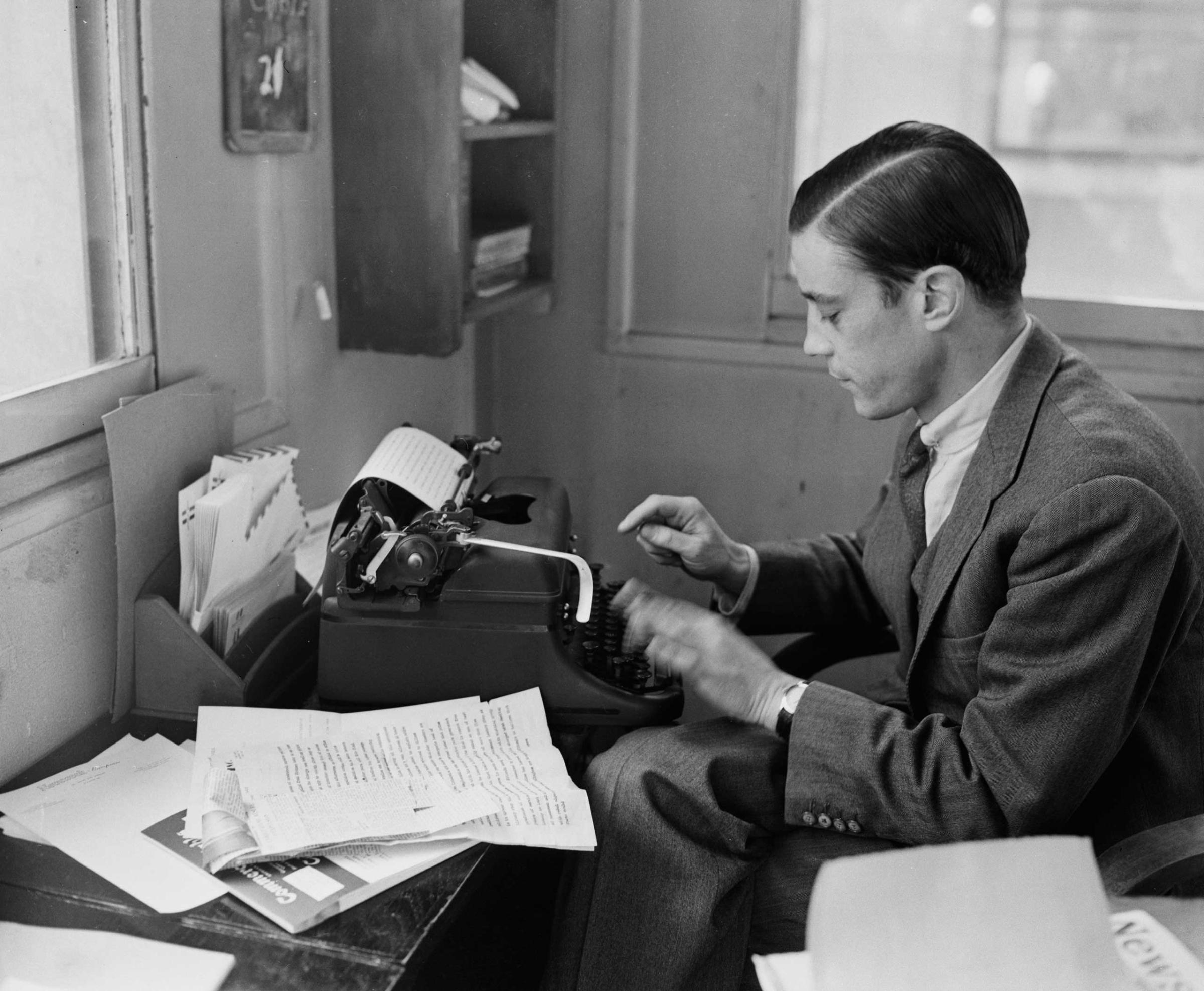 Benjamin Bradlee Working at His Typewriter