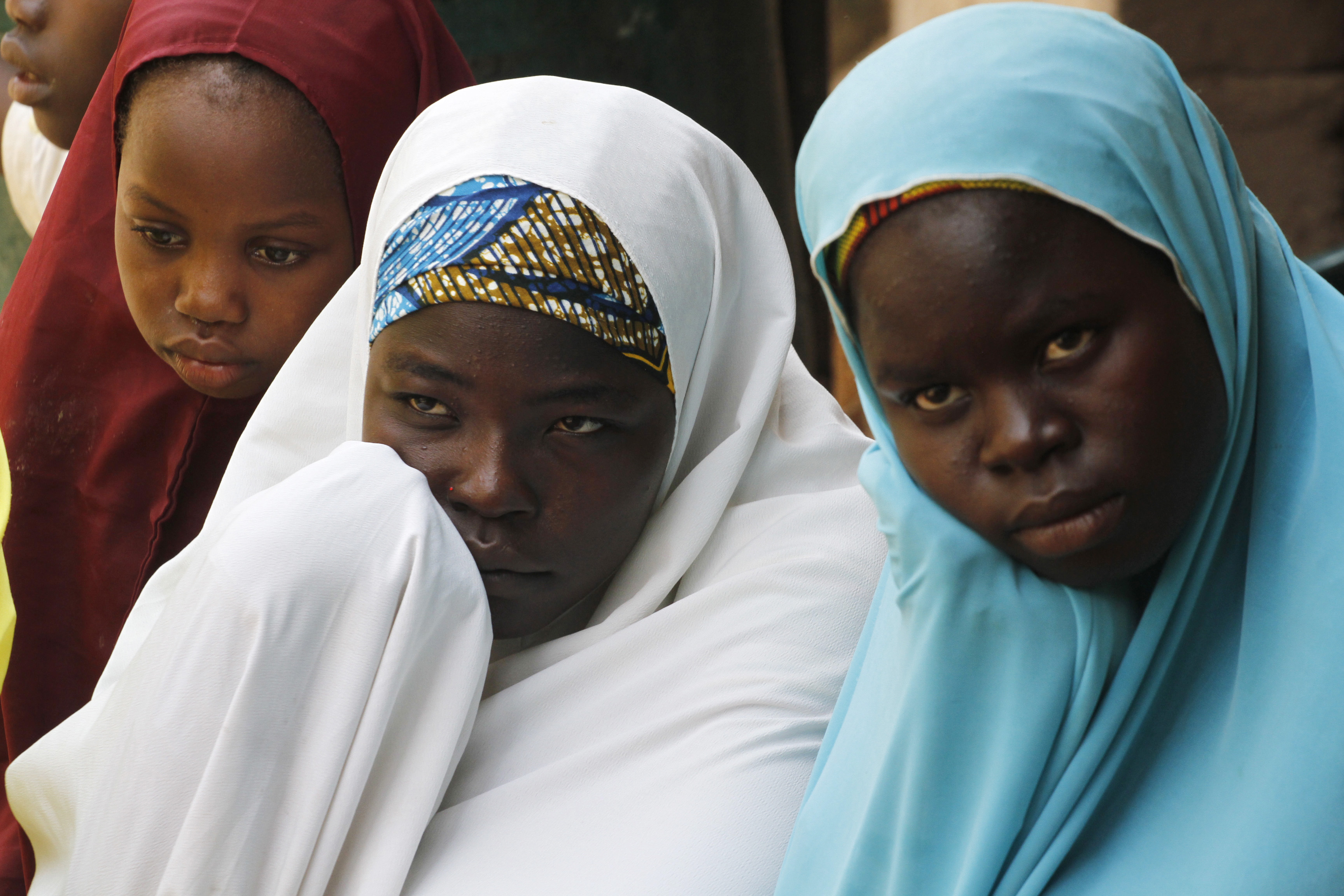 Internally displaced persons, who are victims of Boko Haram attacks, stay at the IDP camp at Wurojuli