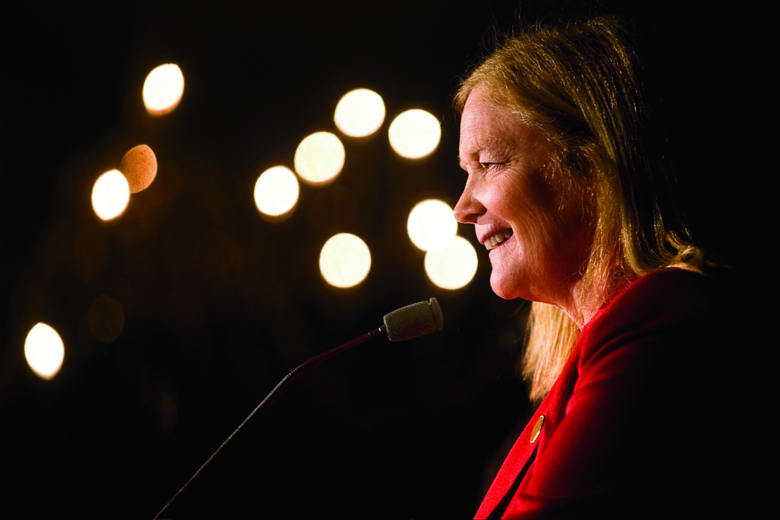 Rep. Chellie Pingree (D-Maine) speaks to constituents at a reception and dinner promoting gay rights in Portland, Me.