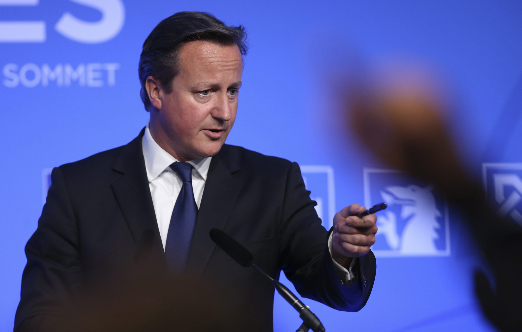 Prime Minister David Cameron speaks during a press conference as part of the NATO Summit 2014 at the Celtic Manor Resort in Newport, Wales, Sept. 5 2014. (Oliver Hoslet—EPA)