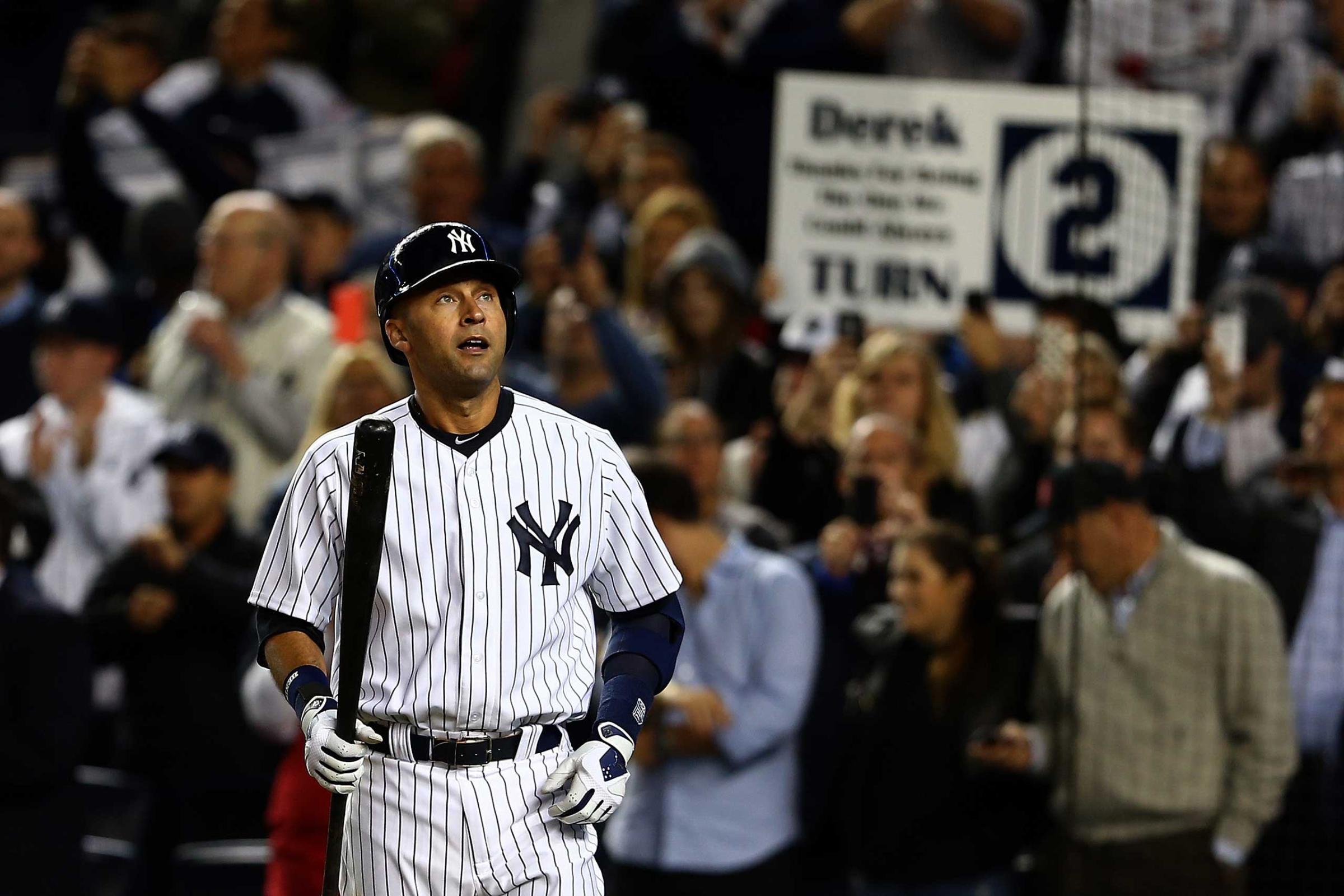 Derek Jeter walks to the plate against the Baltimore Orioles during his last game ever at Yankee Stadium on Sept. 25, 2014.
