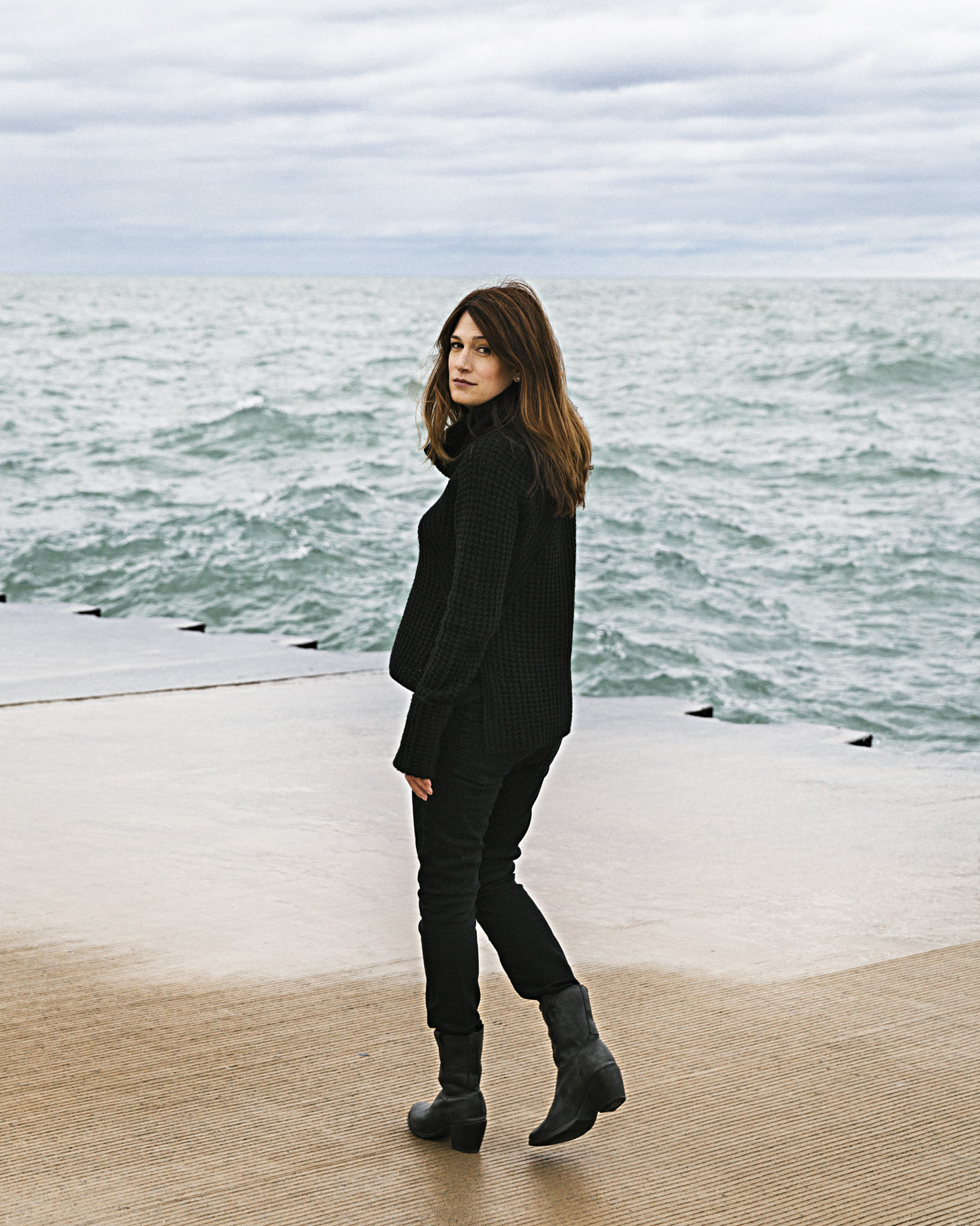 Gone Girl author Flynn on the Lake Michigan waterfront near Chicago’s Lincoln Park (Photograph by Daniel Shea for TIME)