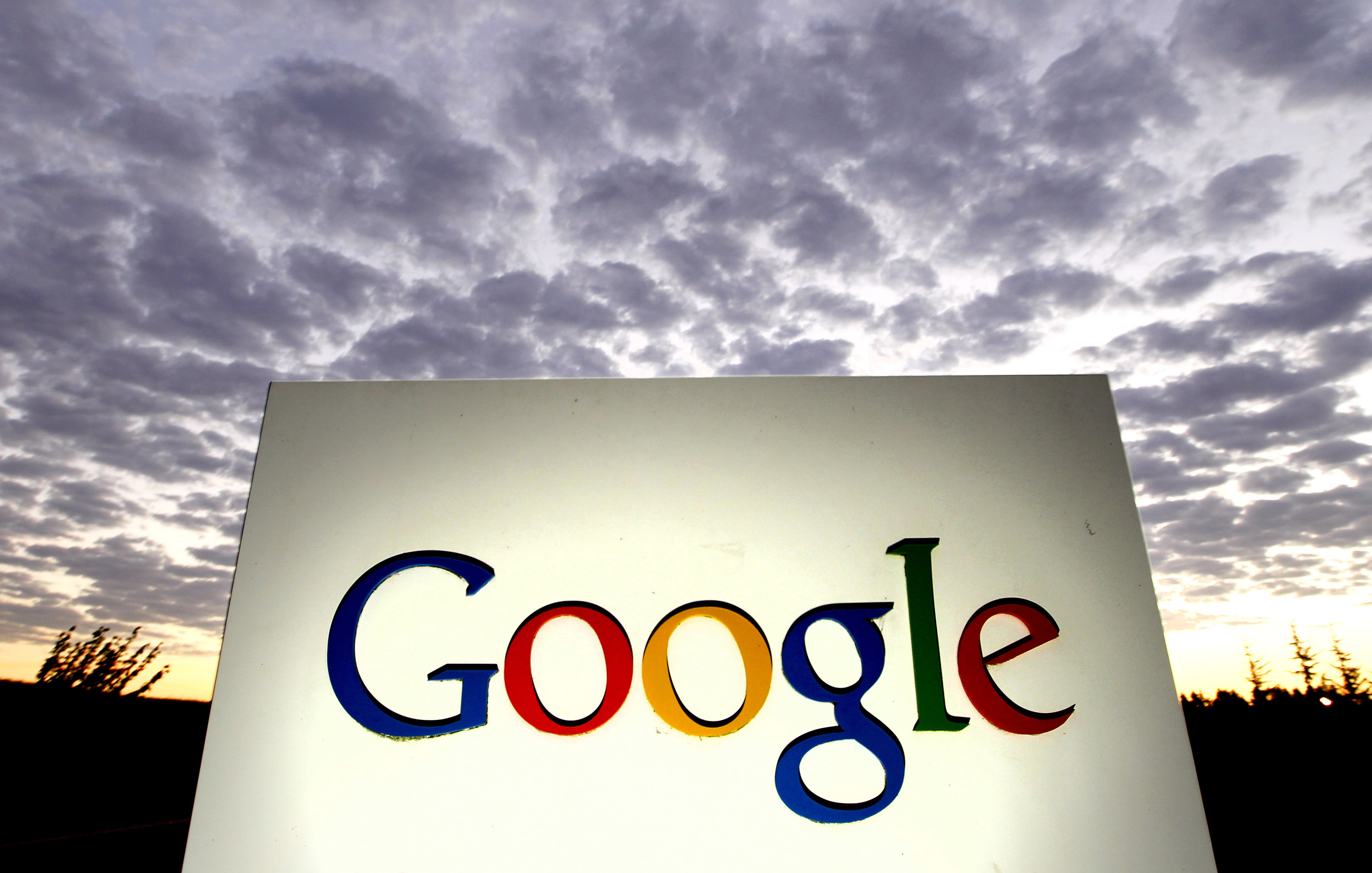Signage is displayed outside the Google Inc. headquarters in Mountain View, California, on Oct. 13, 2010. (Bloomberg/Getty Images)