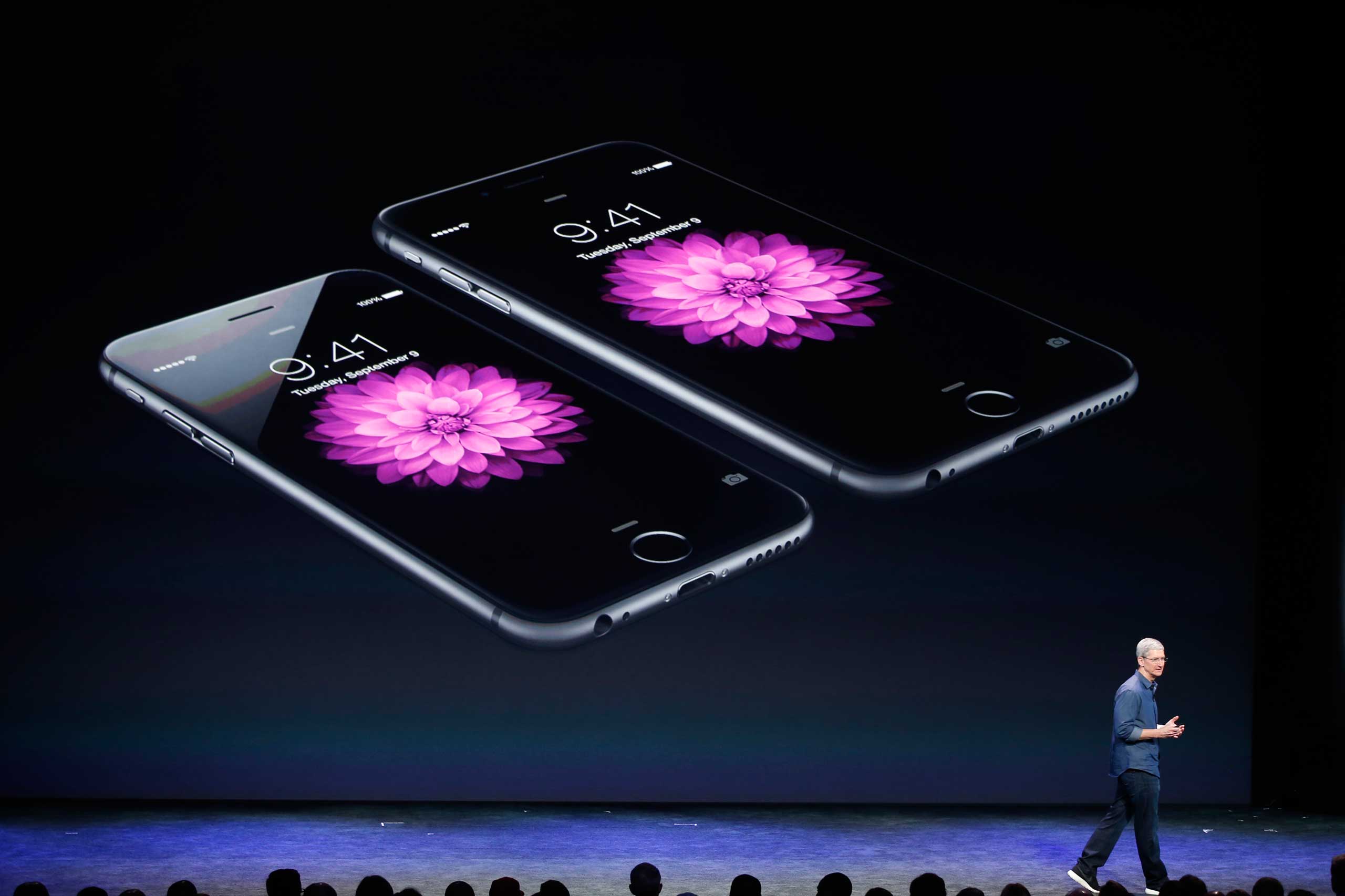 Apple CEO Tim Cook speaks during an Apple event announcing the iPhone 6 and the iPhone 6 Plus at the Flint Center in Cupertino, Calif., September 9, 2014.