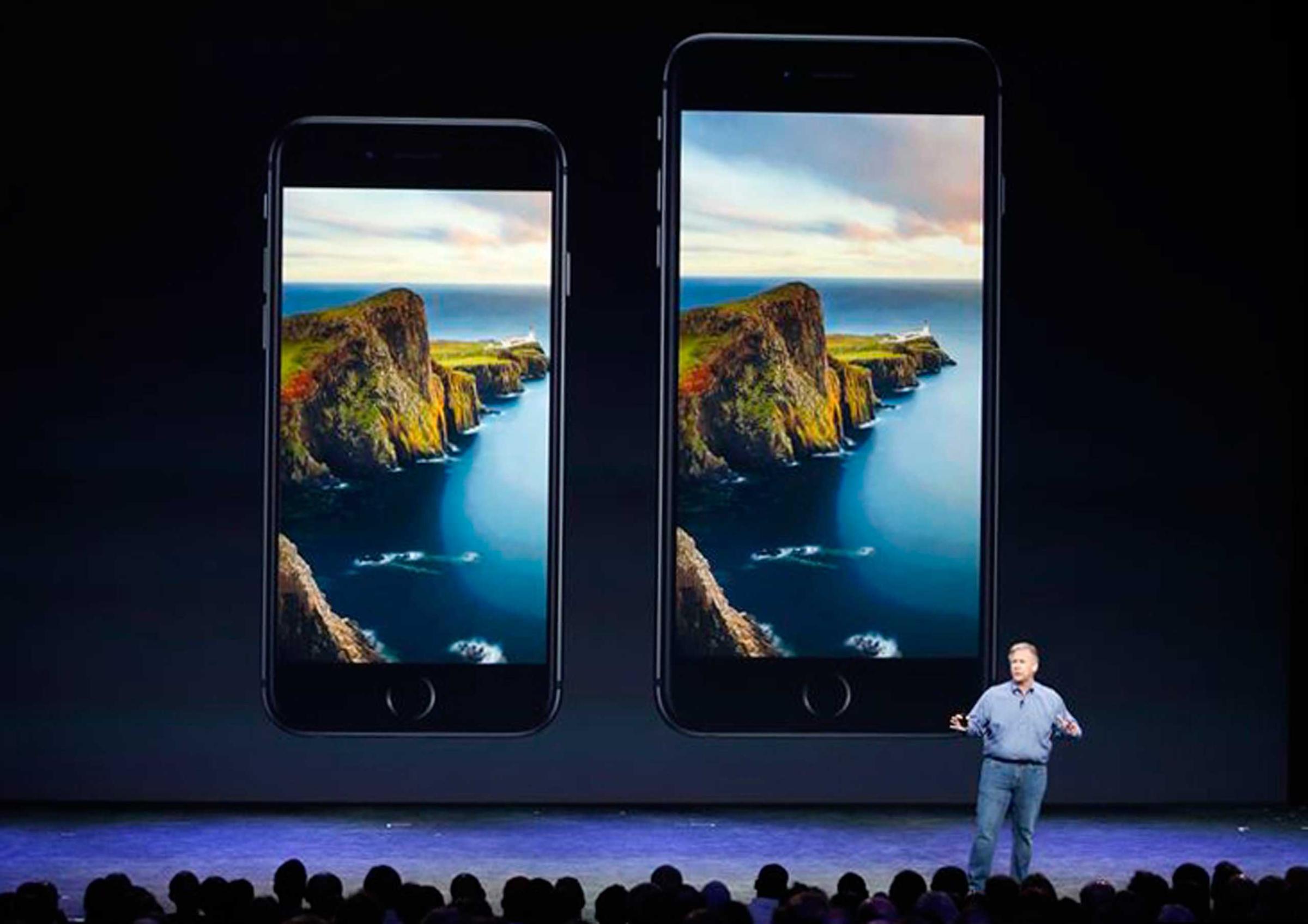 Phil Schiller, Senior Vice President at Apple, Inc. speaks about the iPhone 6 and the iPhone 6 Plus during an Apple event at the Flint Center in Cupertino