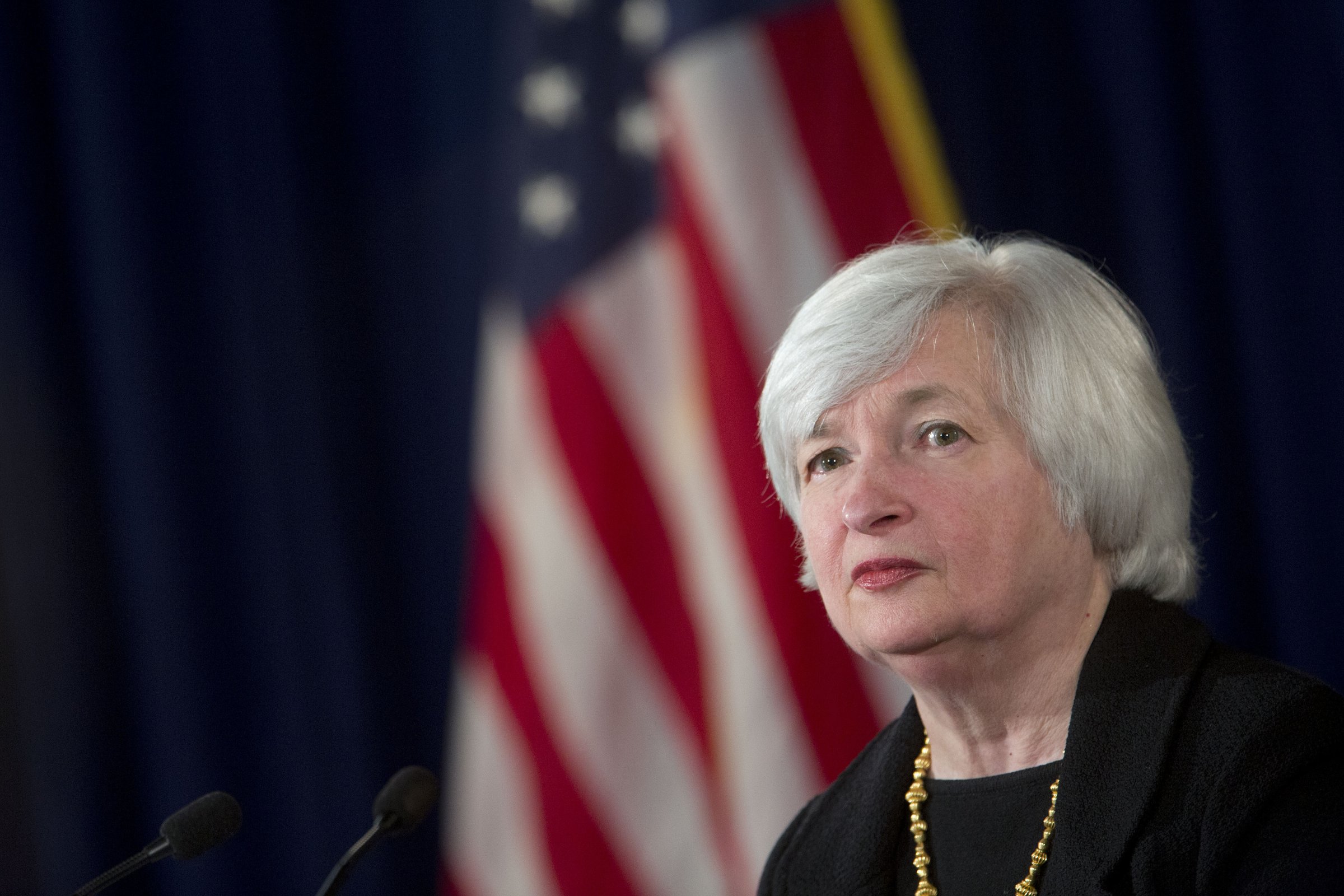 Janet Yellen, chair of the U.S. Federal Reserve, listens to a question during a news conference following a Federal Open Market Committee (FOMC) meeting in Washington on Sept. 17, 2014.