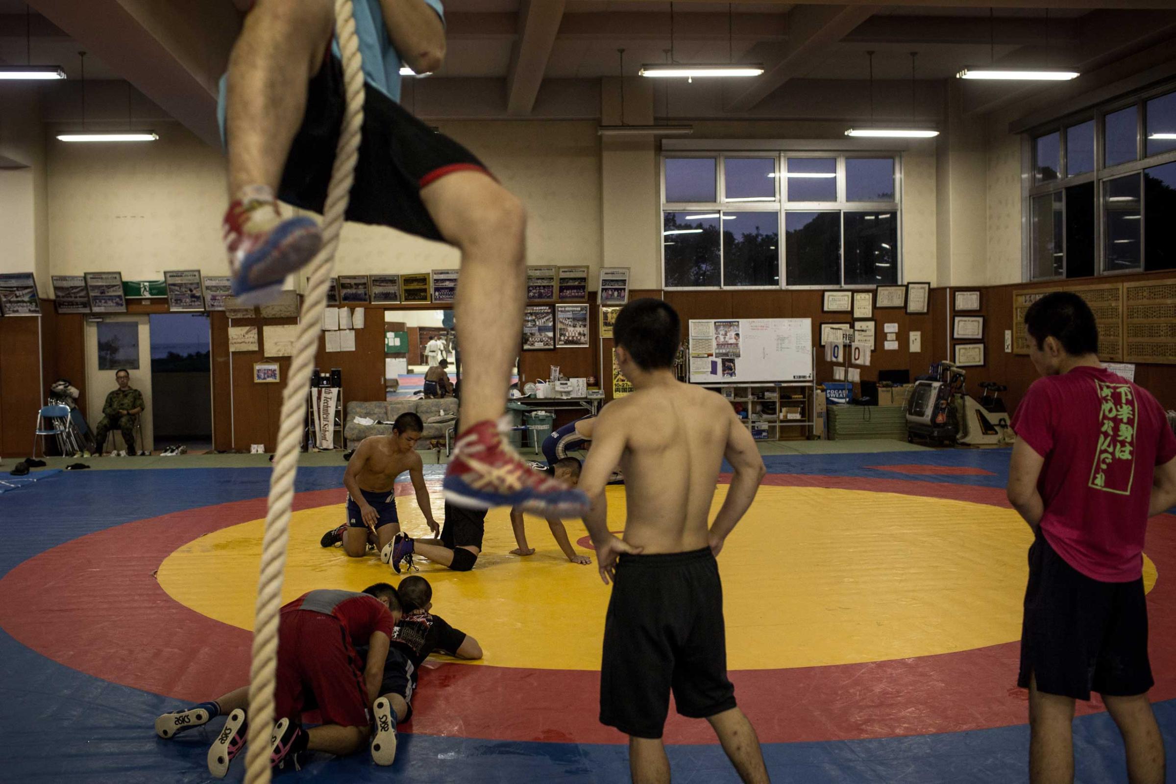 Students take part in wrestling classes.