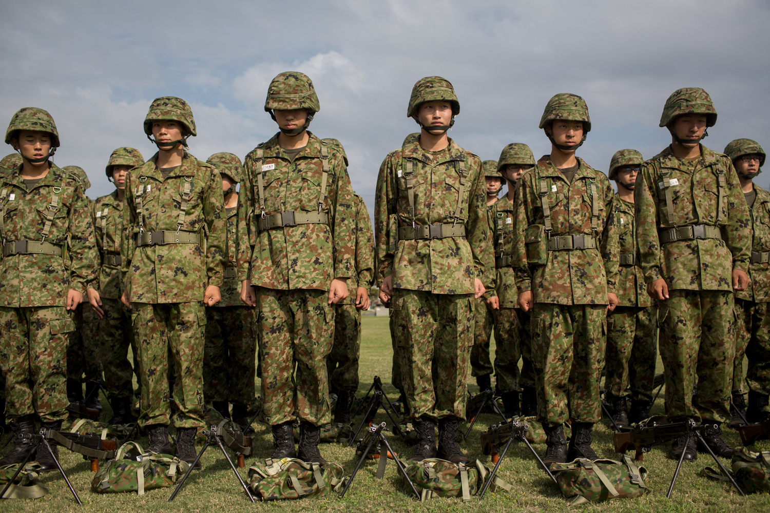 Students listen to instructions during rifle training at the Japan Ground Self-Defense Force High Technical School on Sept. 17, 2014 in Yokosuka, Japan.