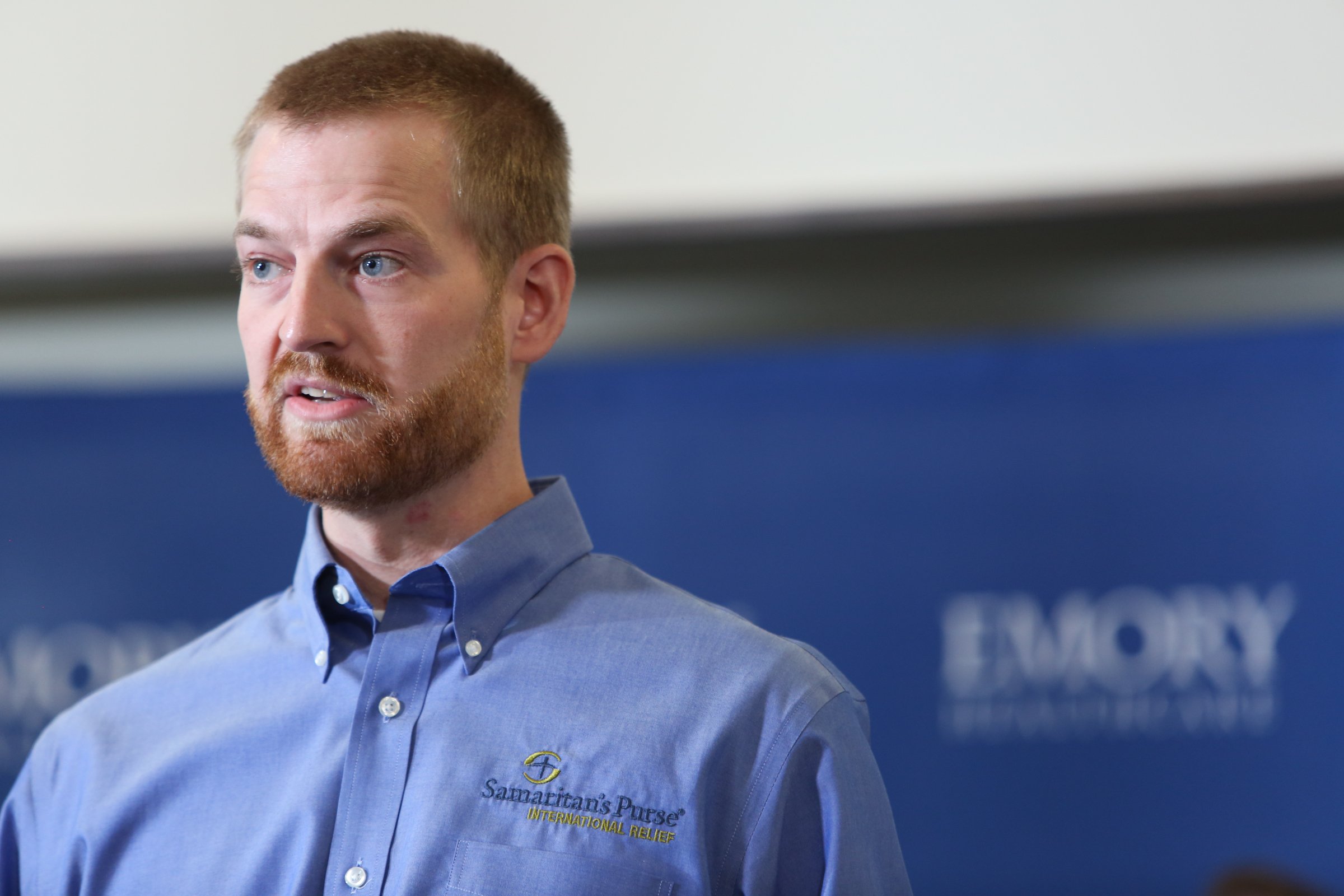 Dr. Kent Brantly speaks during a press conference announcing his release from Emory Hospital on Aug. 21, 2014 in Atlanta.