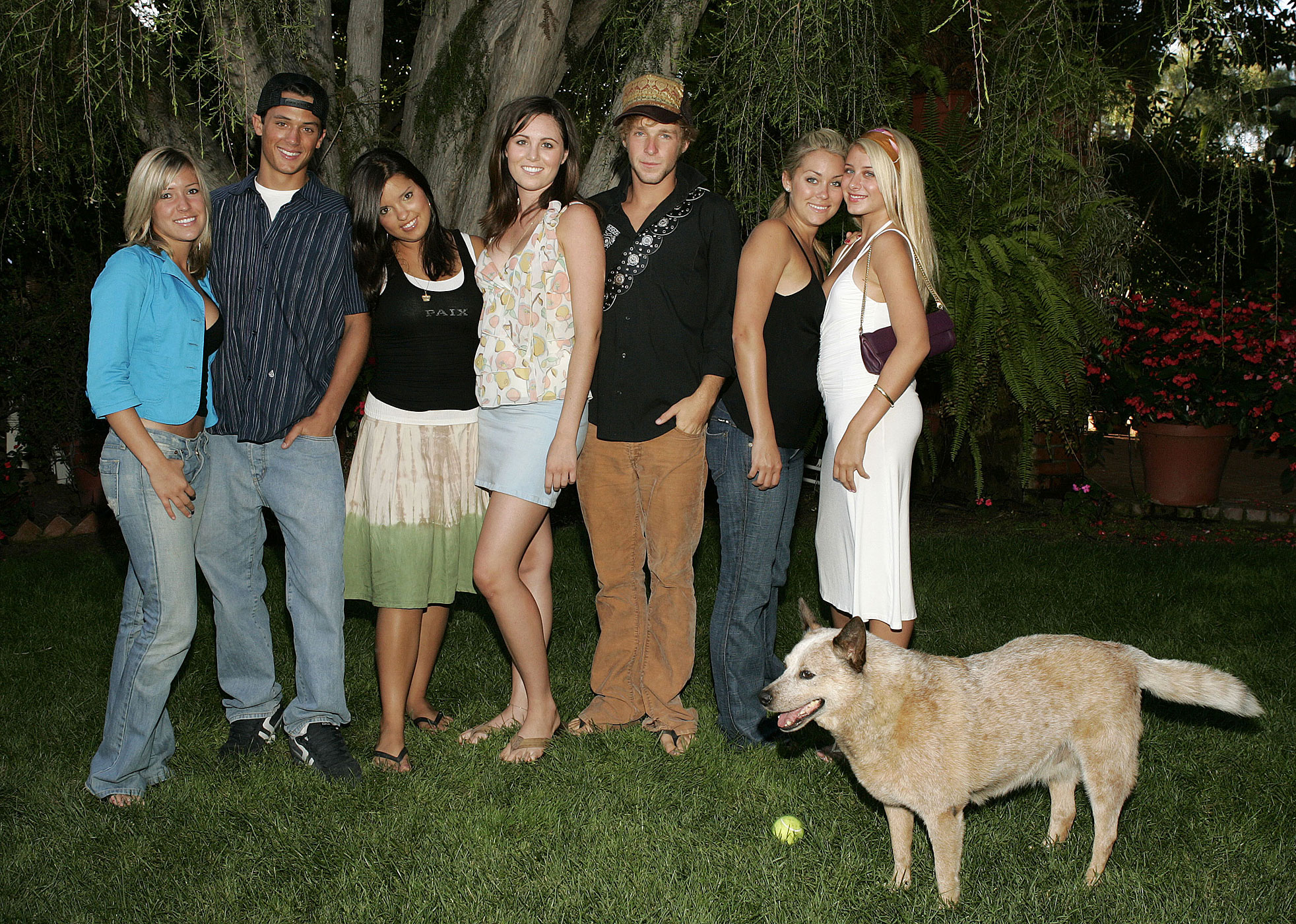 Kristin Cavallari, Stephen Colletti, Lauren Conrad and other cast members of MTV's <i>Laguna Beach: The Real Orange County</i> in July 2004. (Jason Merritt—FilmMagic/Getty Images)