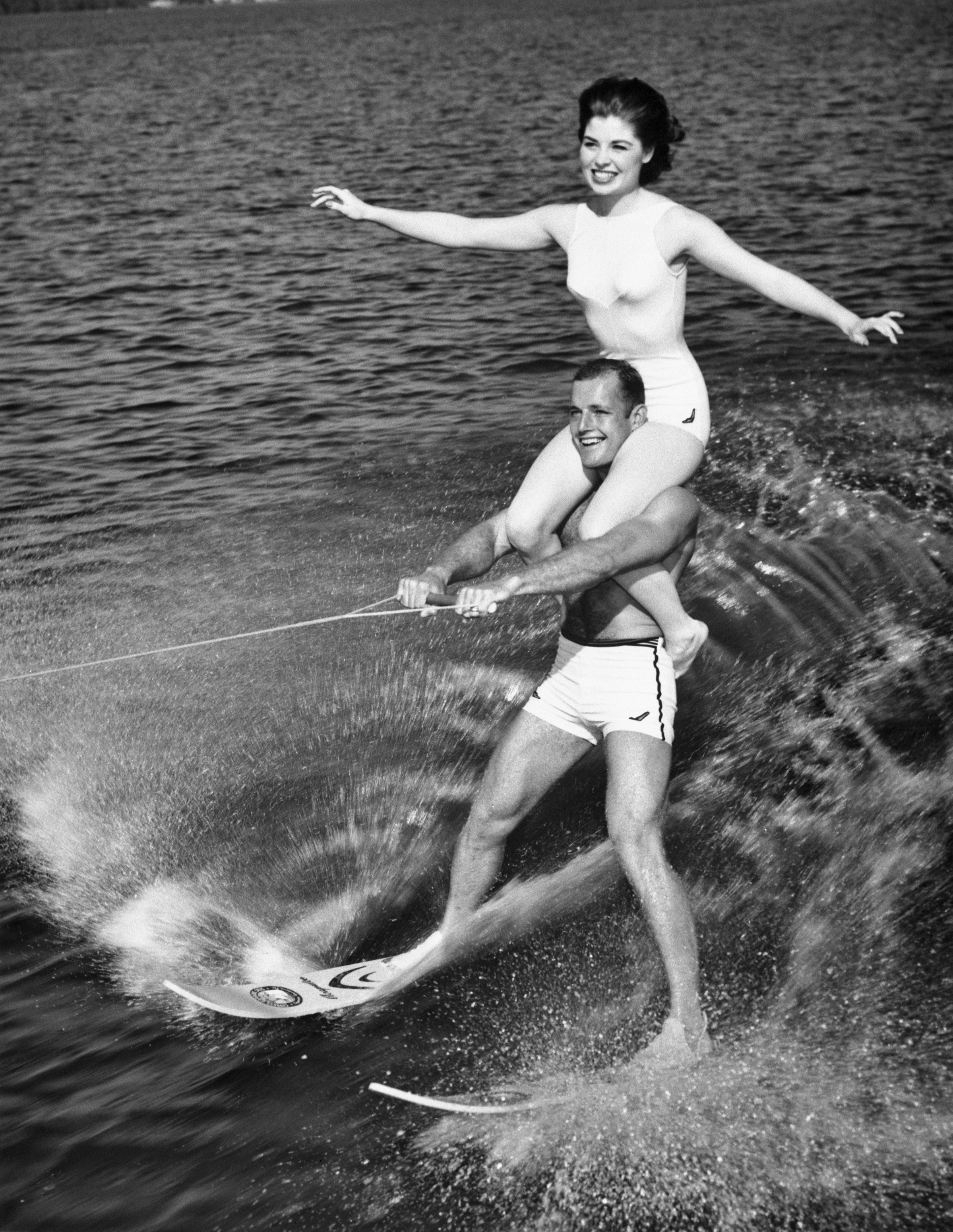 Couple Performing Water Skiing Act
