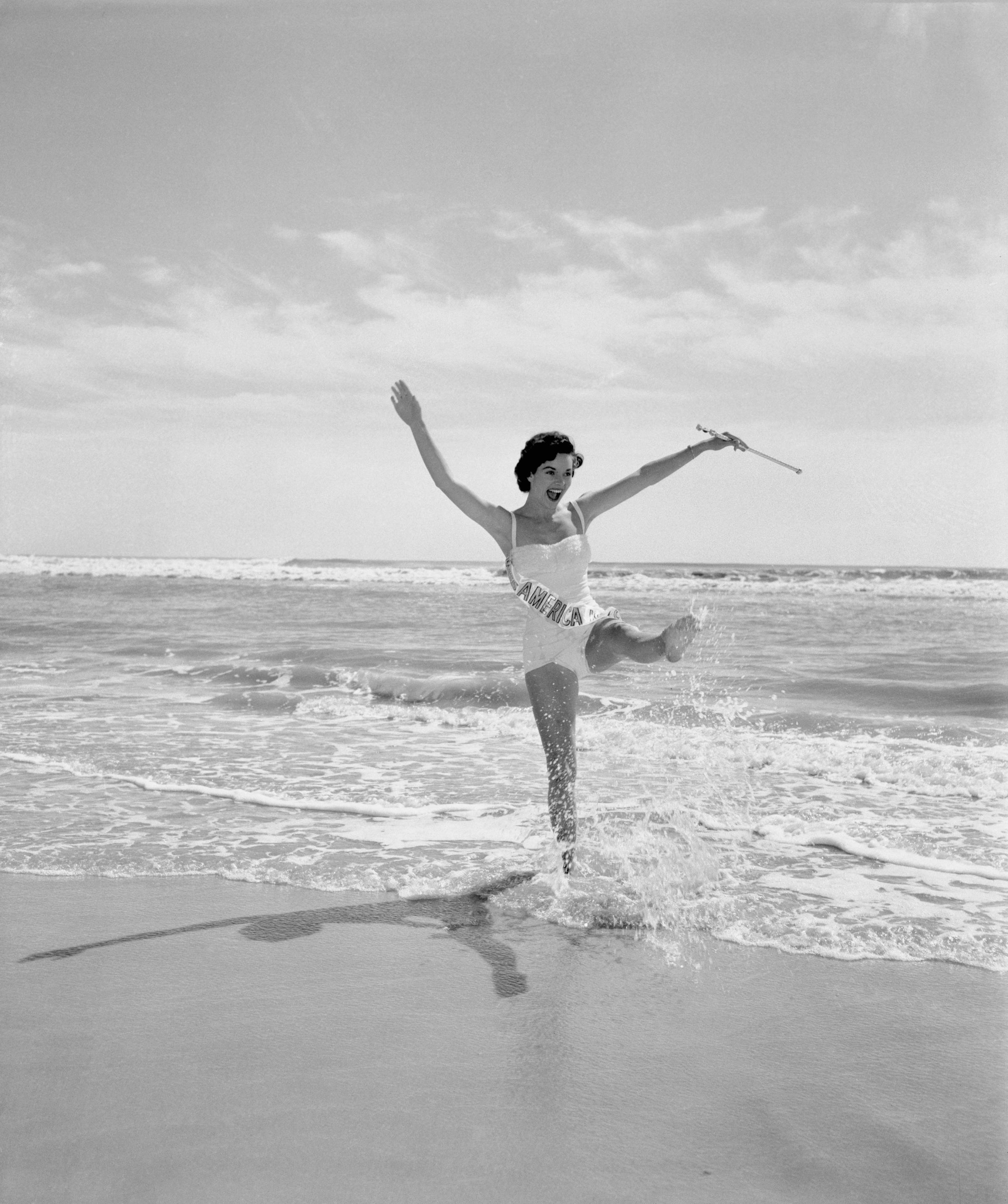 Lee Ann Meriwether Kicking Her Heels in the Surf