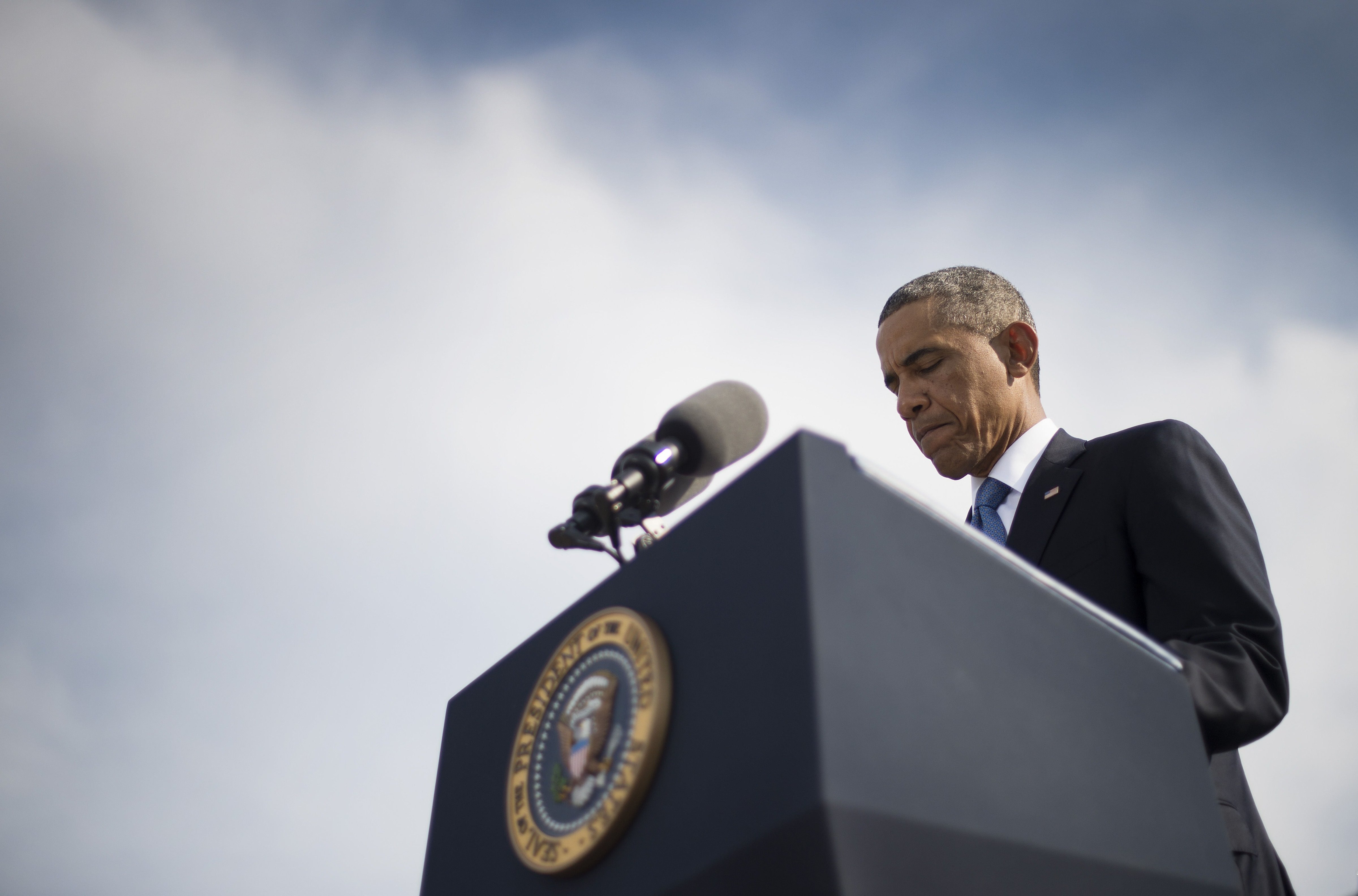 US President Barack Obama speaks at the Pentagon in Washington, DC, September 11, 2014, during a ceremony marking the 13th anniversary of the 9/11 attacks on the United States. (Jim Watson&mdash;AFP/Getty Images)