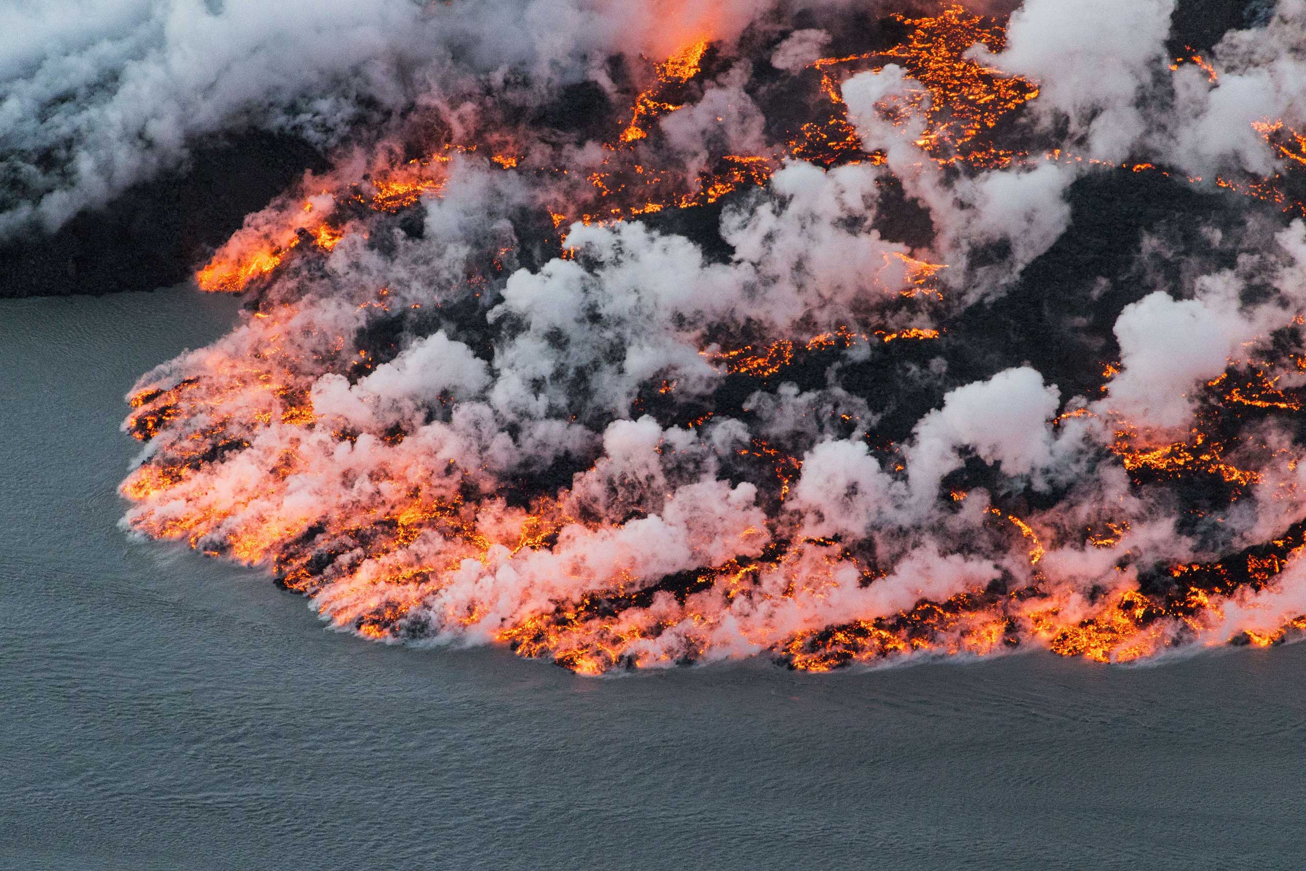 Sept. 14, 2014. An aerial picture shows lava flowing out of the Bardarbunga volcano in southeast Iceland.