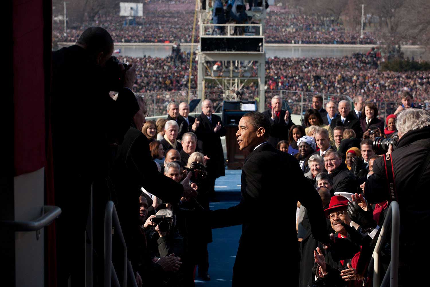 President-elect Barack Obama walks to the podium for his Inauguration as the 44th President at the U.S. Capitol in Washington, D.C., Jan. 20, 2009.