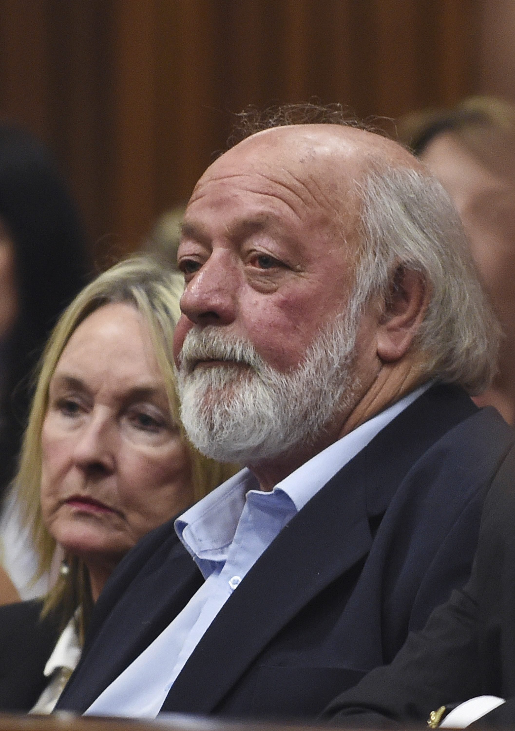 June and Barry Steenkamp, parents of Reeva Steenkamp listen to the judgement of Olympic and Paralympic track star Oscar Pistorius at the North Gauteng High Court in Pretoria