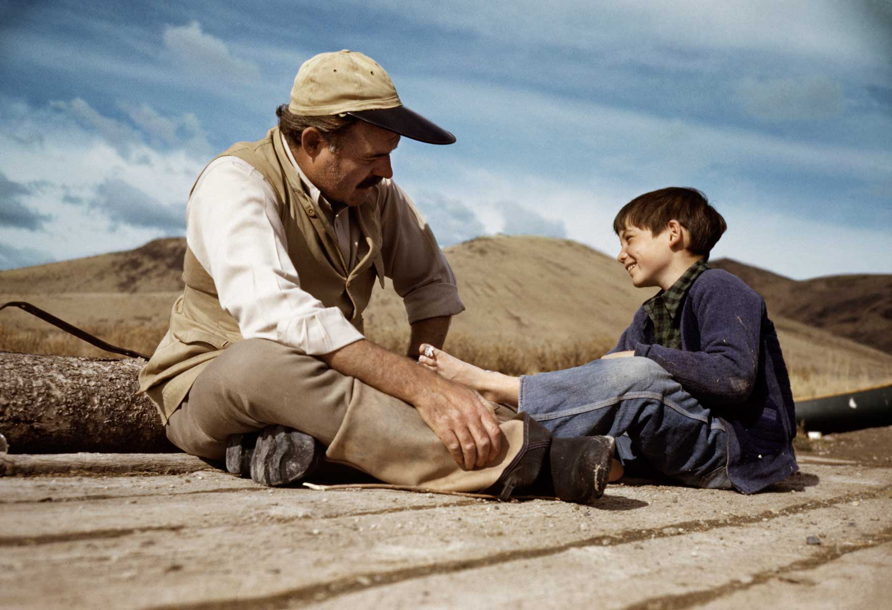 Ernest Hemingway and his son Gregory, Sun Valley, Idaho, Oct. 1941.