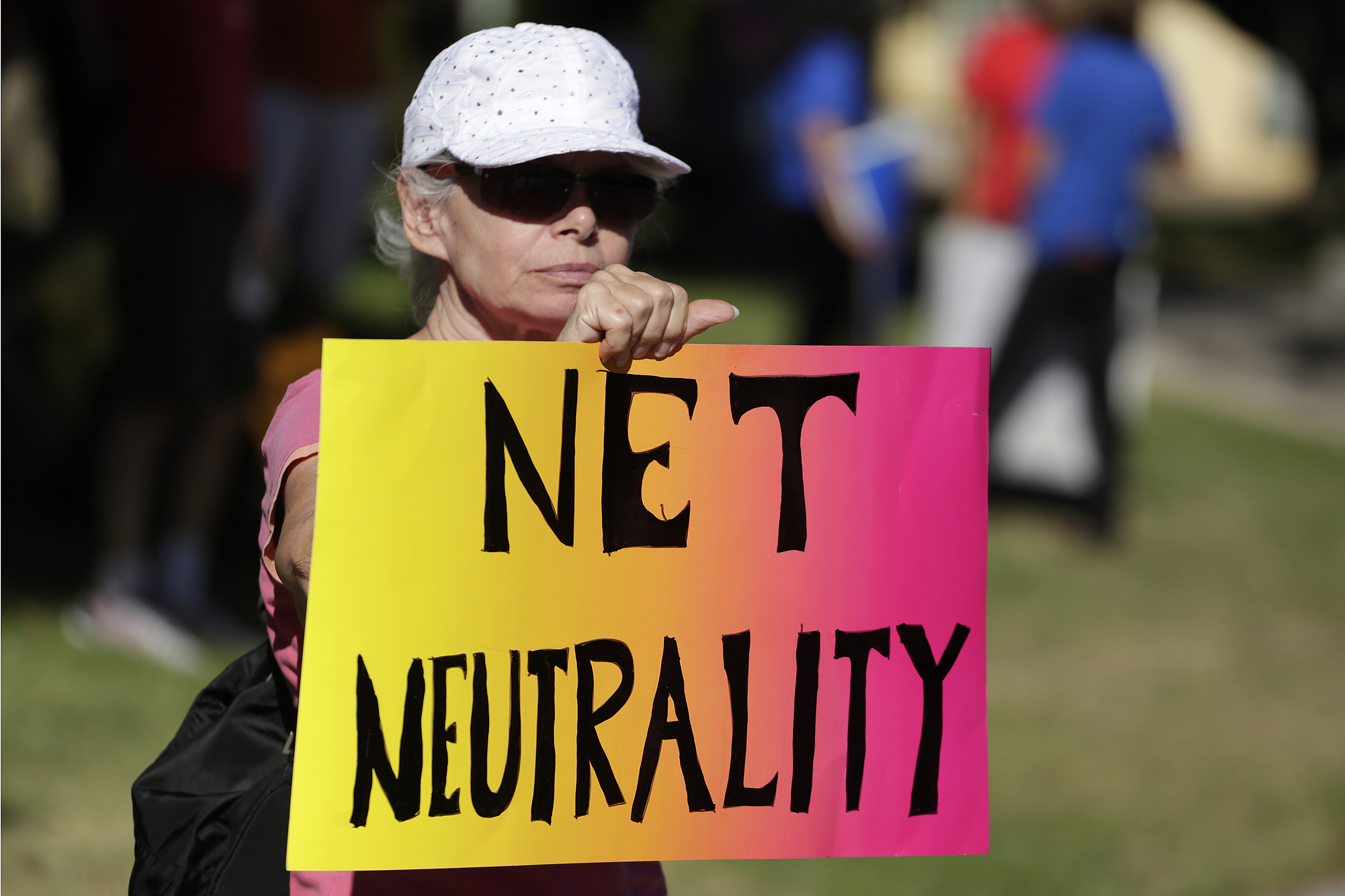 A protester attends a net-neutrality rally in Los Angeles on July 23, 2014 (Jonathan Alcorn—Reuters)