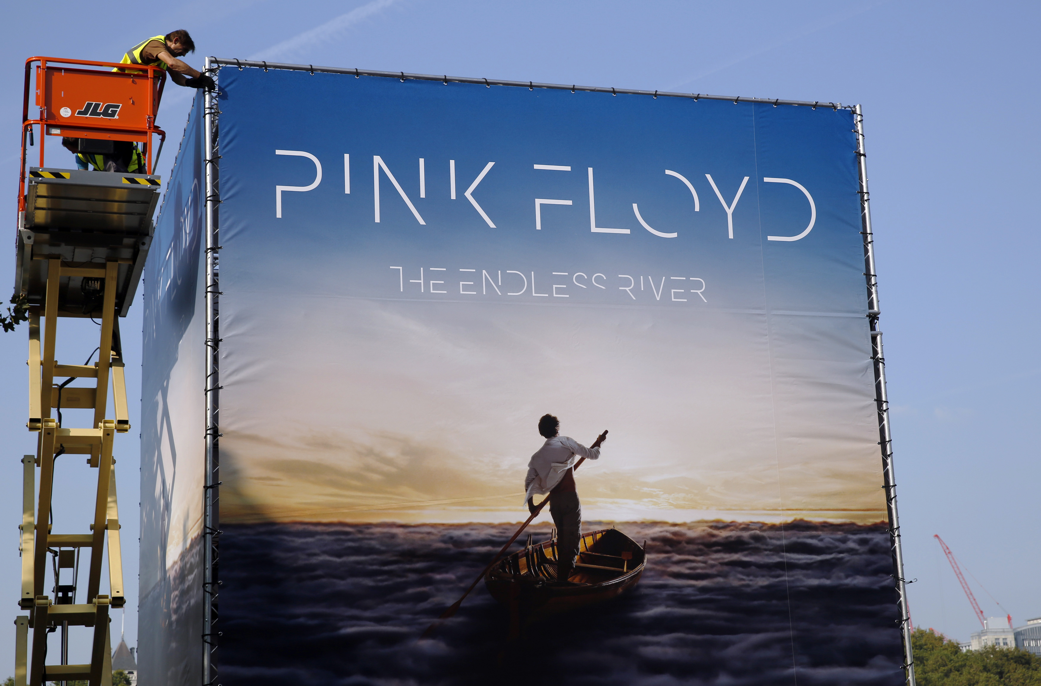 Advertising for the new Pink Floyd album <i>The Endless River</i> is installed on a four-sided billboard on in London Sept. 22, 2014 (Luke MacGregor—Reuters)