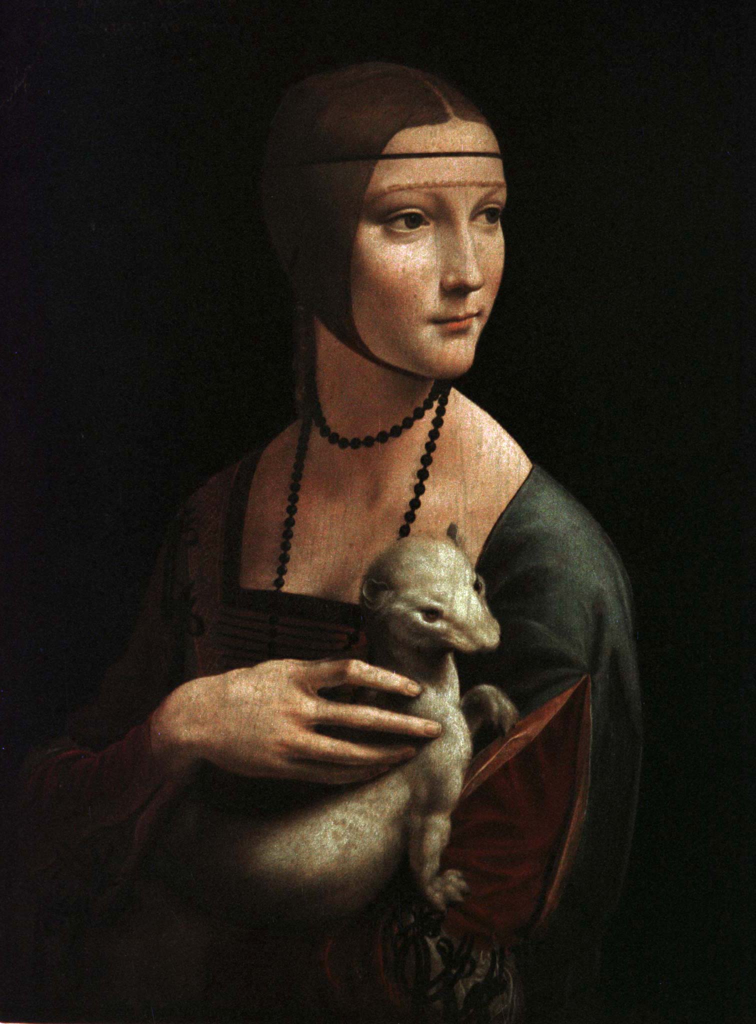 The painting by Leonardo Da Vinci  called "The Lady with Ermine", that goes on exhibit later this mo..