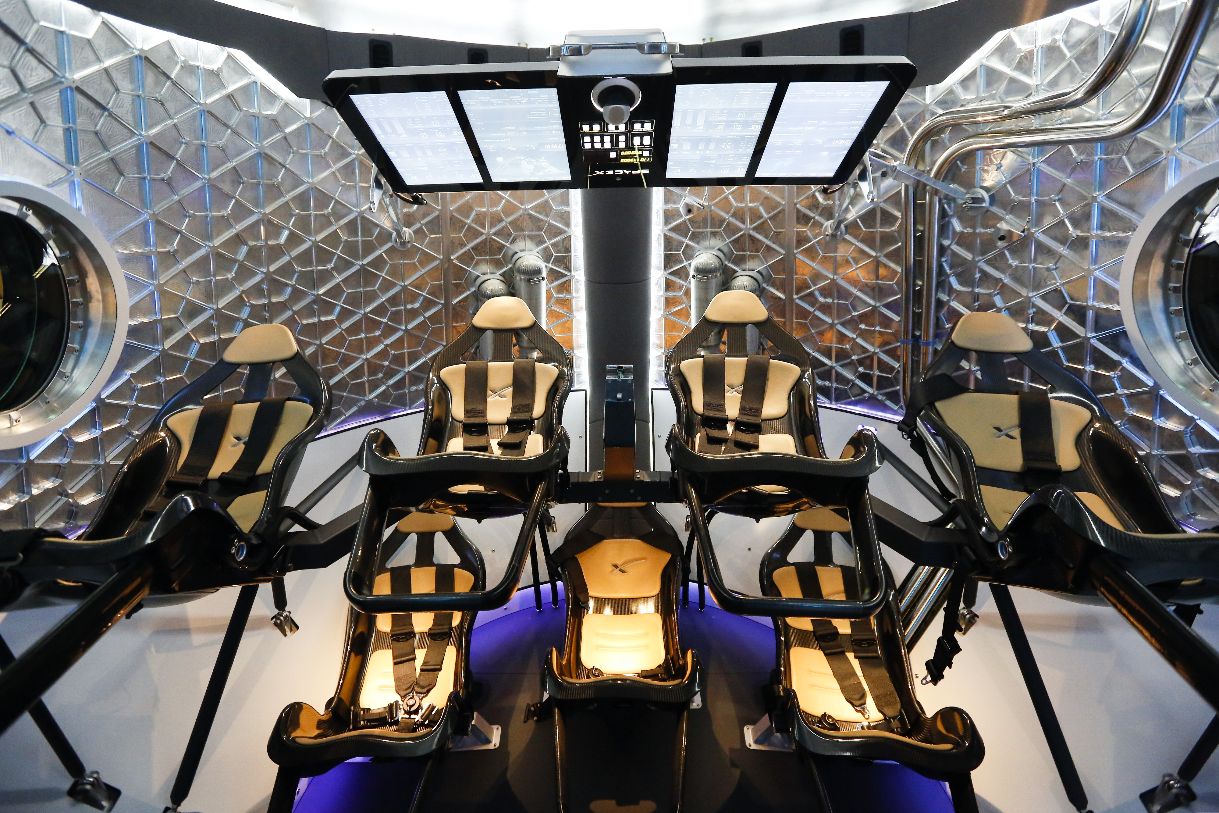 Seats rest inside the Manned Dragon V2 Space Taxi in Hawthorne, California, U.S., on Thursday, May 29, 2014. (Bloomberg&mdash;Bloomberg via Getty Images)