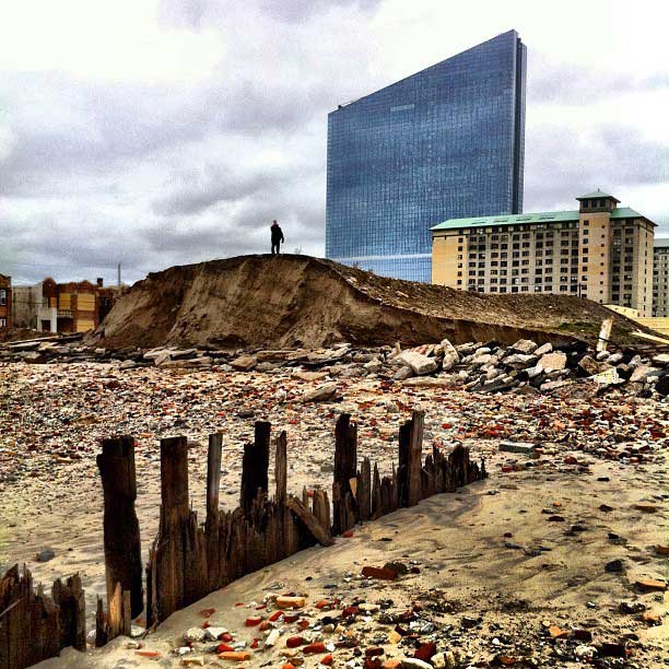 A portion of Atlantic City's boardwalk was washed away last night
