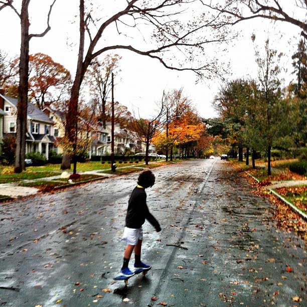 An intrepid skateboarder in Montclair, N.J., before Hurricane Sandy reaches shore