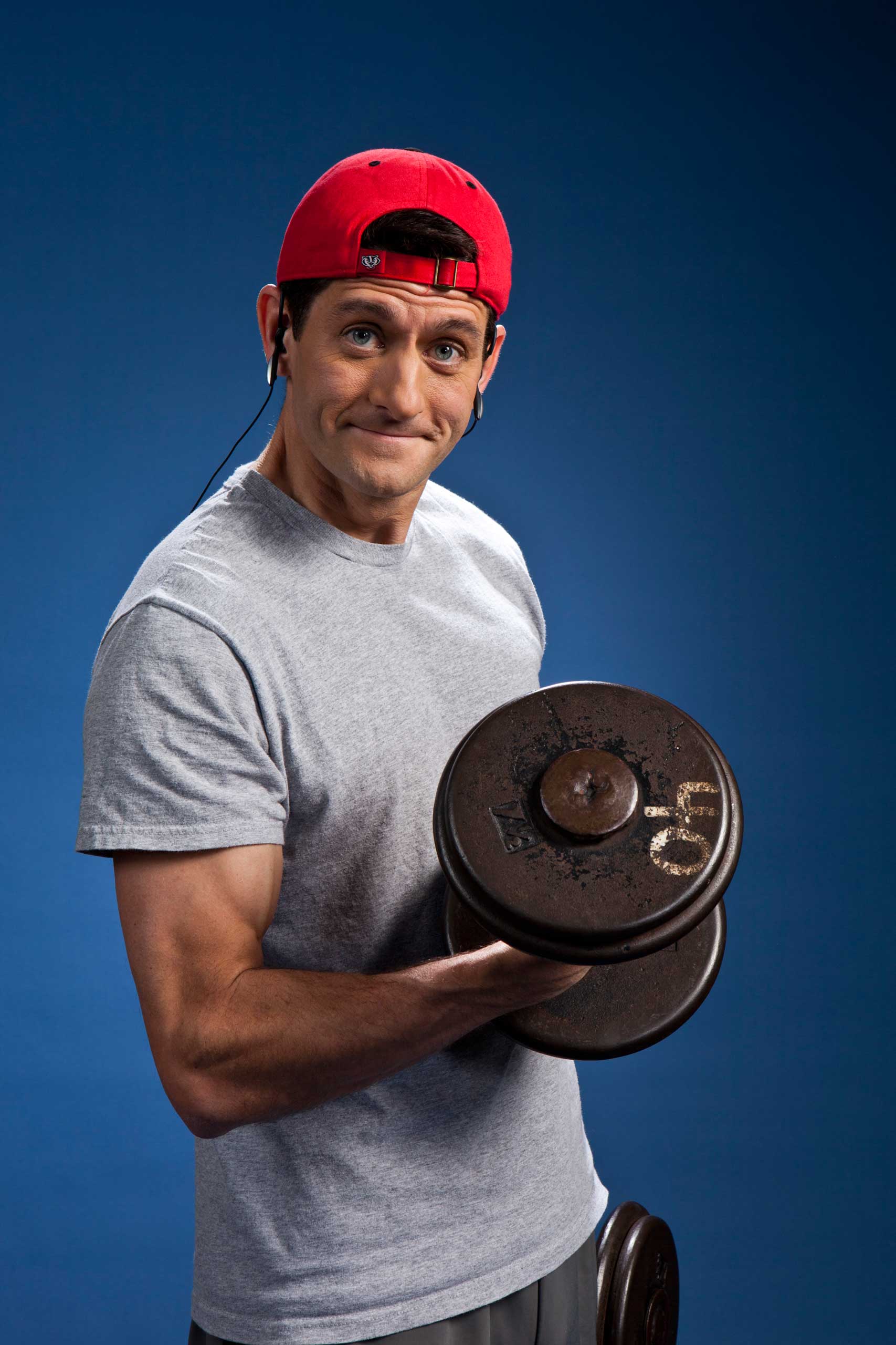 An outtake from the Paul Ryan photo shoot that was inspired by his Facebook photos showing him working out with P90X creator Tony Horton