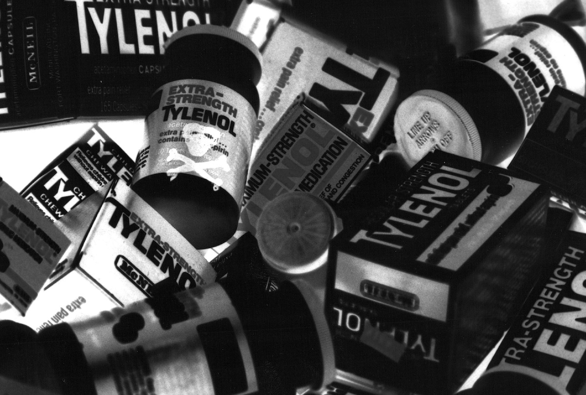 Bottles and boxes  of  Tylenol products which were taken off  the  shelves or returned  to  a  Safeway  store, on Oct. 1, 1982 (Jim Preston— The Denver Post / Getty Images)