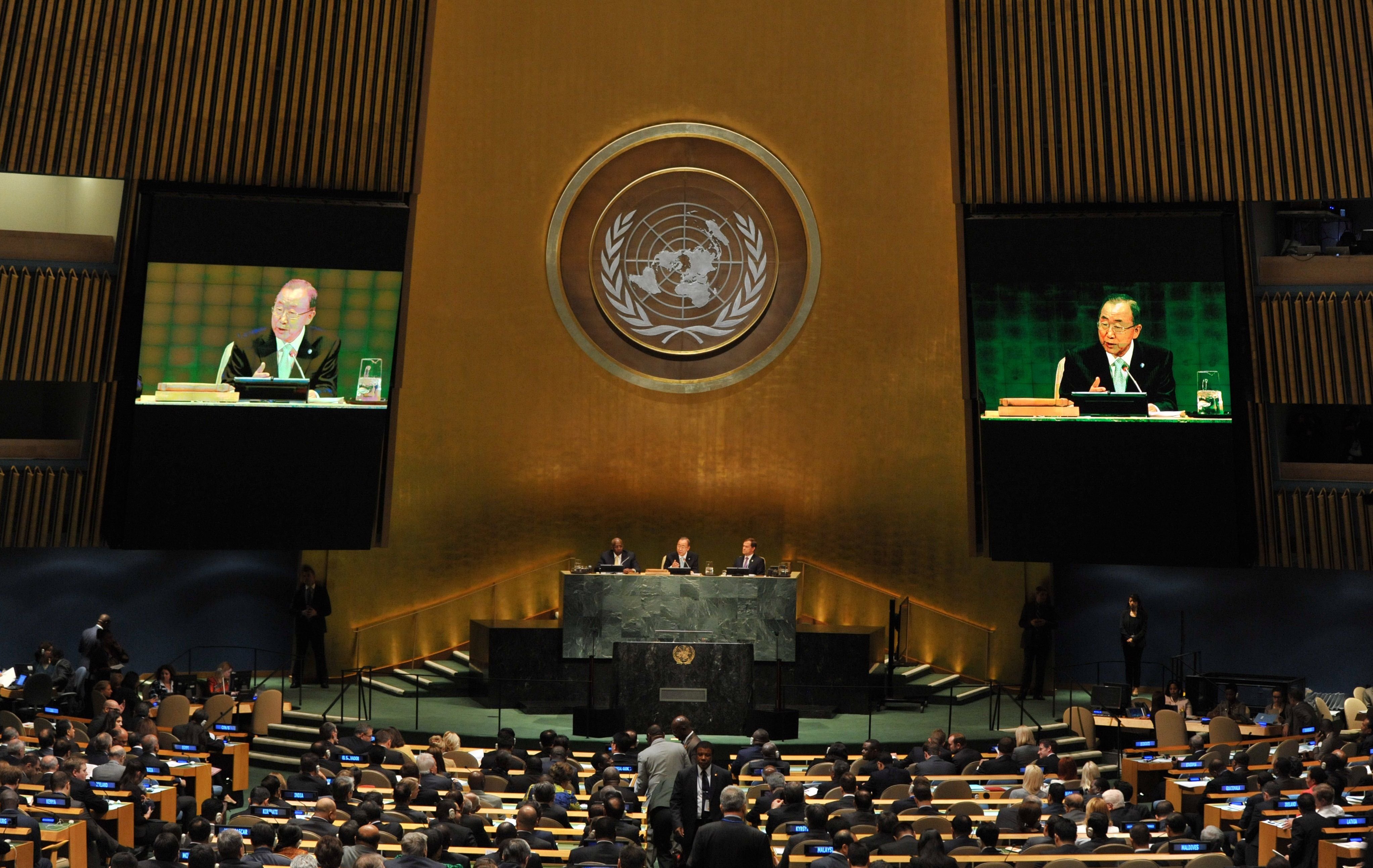 UN Secretary-General Ban Ki-moon speaks during the Opening Session of the Climate Change Summit at the United Nations in New York City on Sept. 23, 2014. (Timothy A. Clary—AFP/Getty Images)