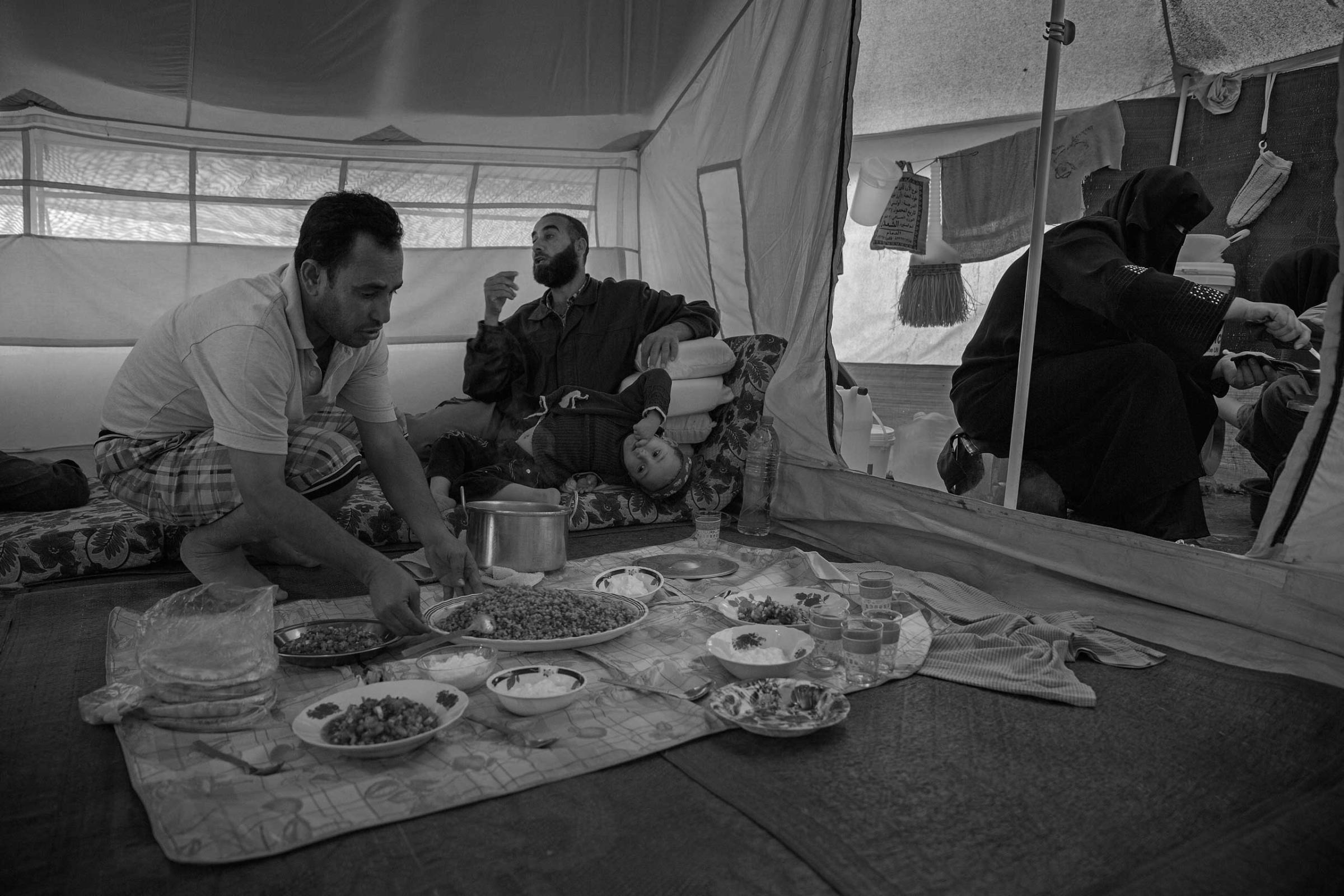 December 2013. Za'atari refugee camp, Jordan. Interior of a camp tent.