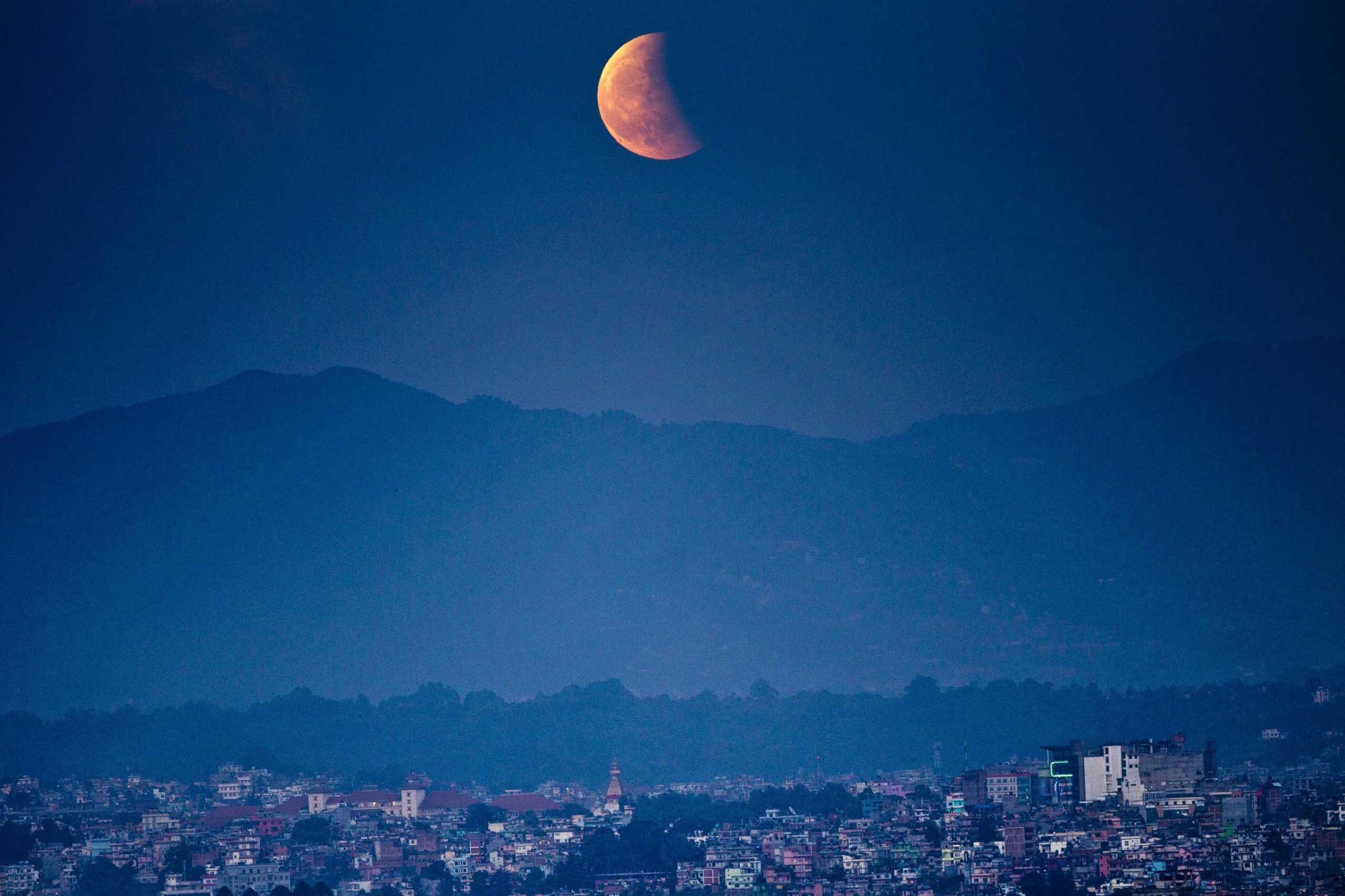 Total lunar eclipse from Kathmandu