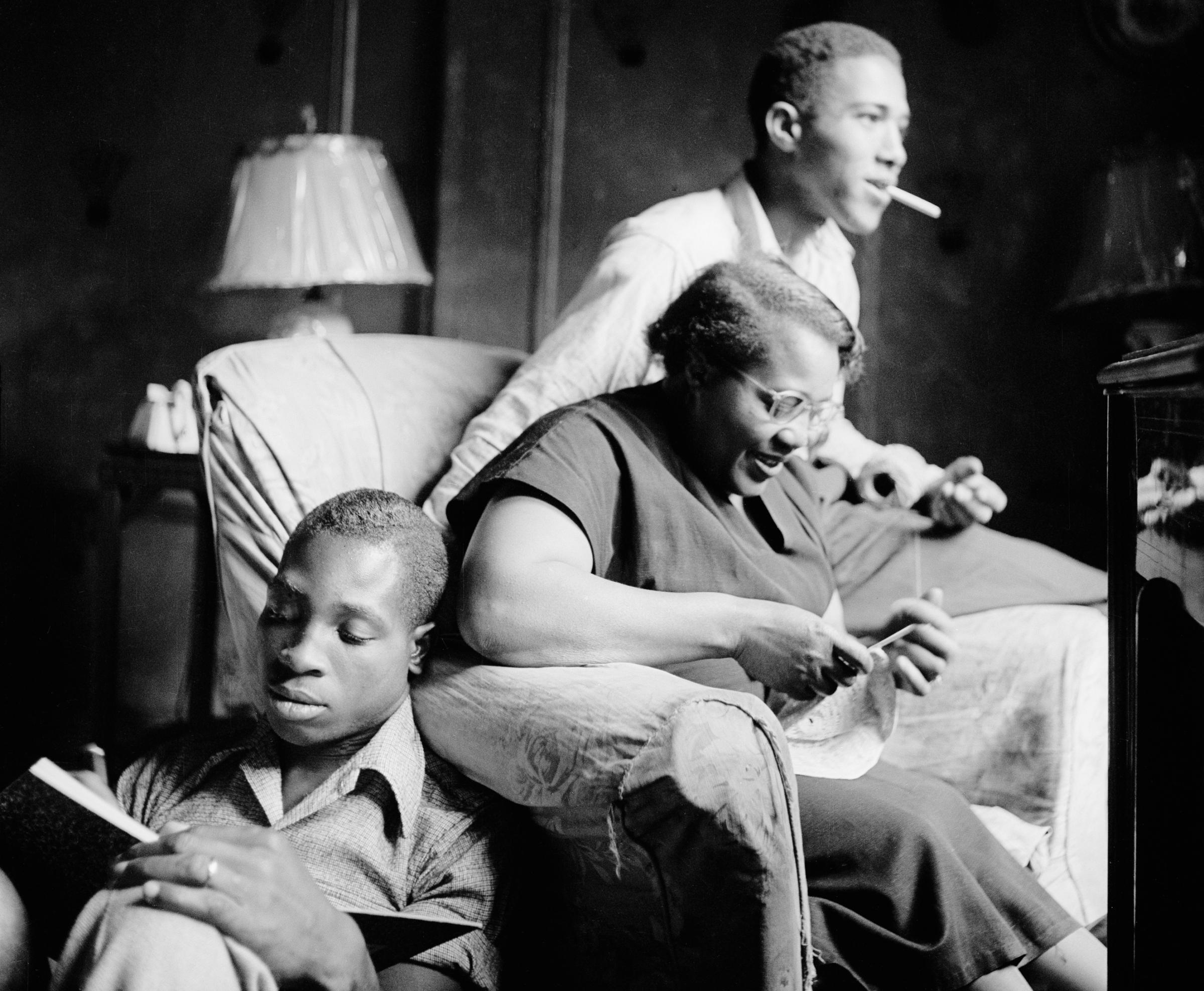 Red Jackson with His Mother and Brother, Harlem, New York, 1948