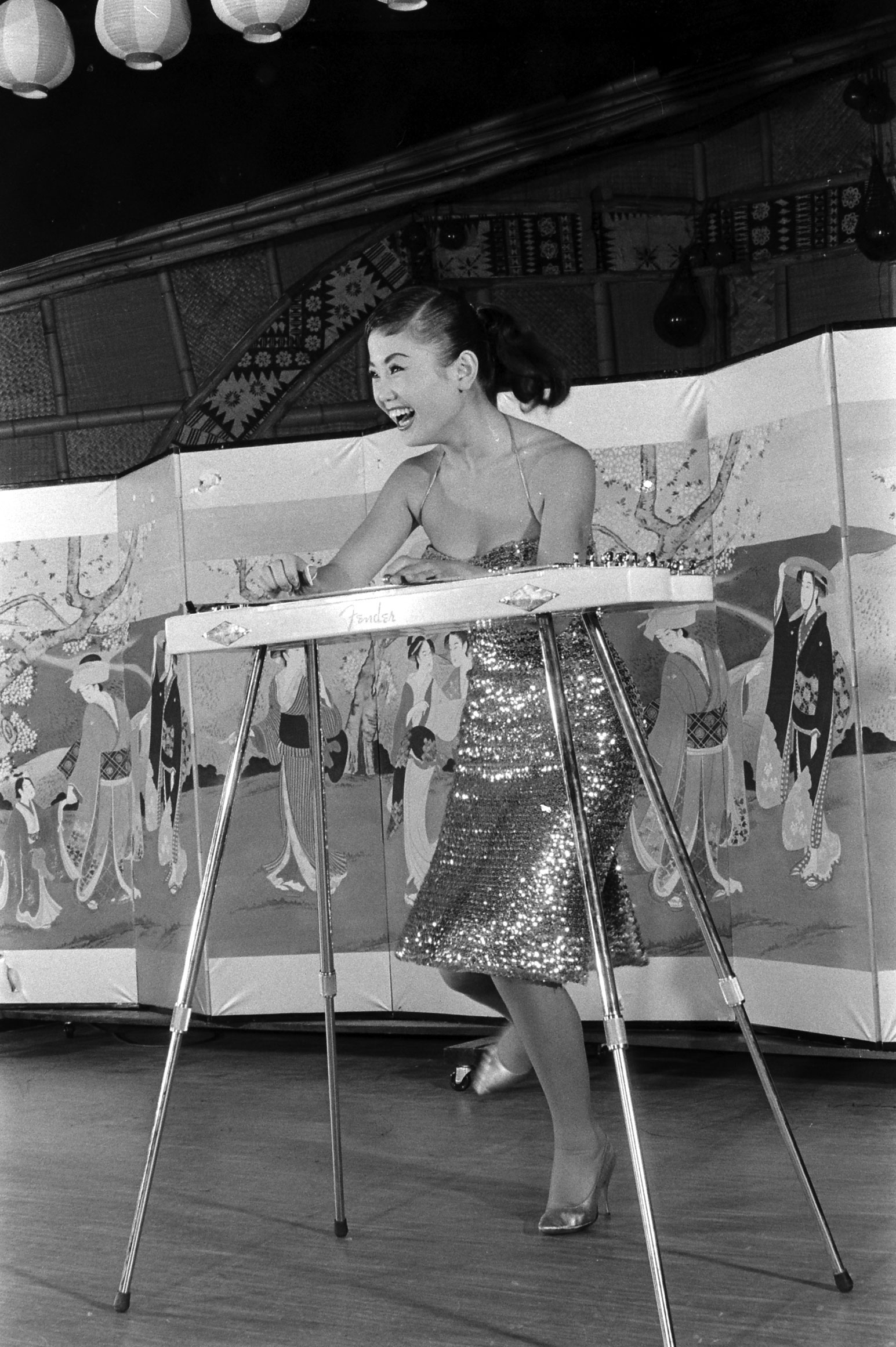 Ai-Ja Kim performs on stage, Chicago, 1960.