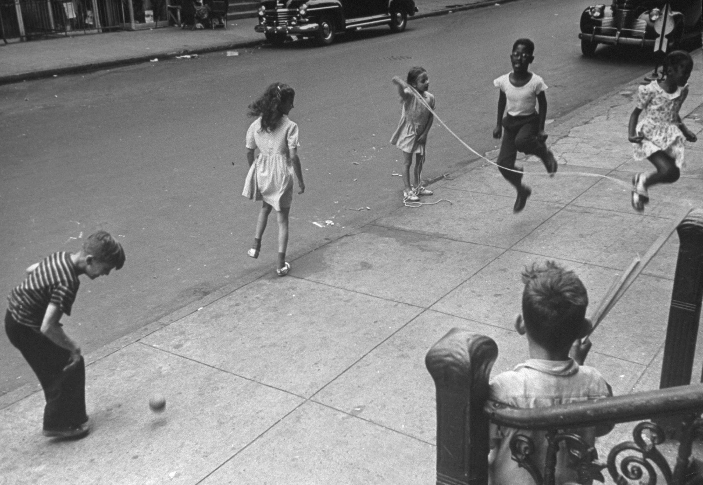 Jumping rope on Siegel Street near Humboldt, Brooklyn, 1946.