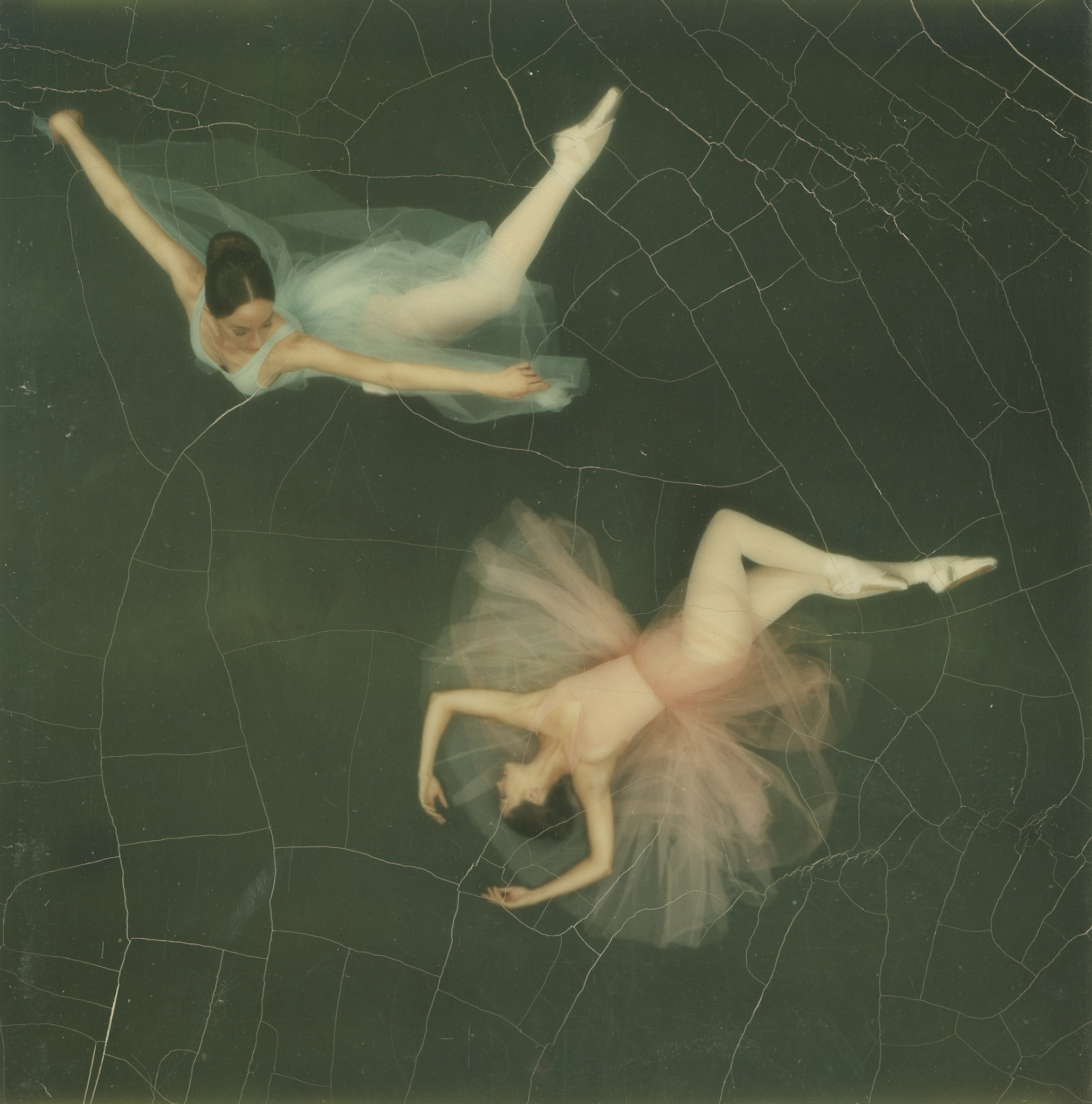 A study in motion featuring two dancers from the Joffrey Ballet, made with a Polaroid SX-70 camera, 1972.