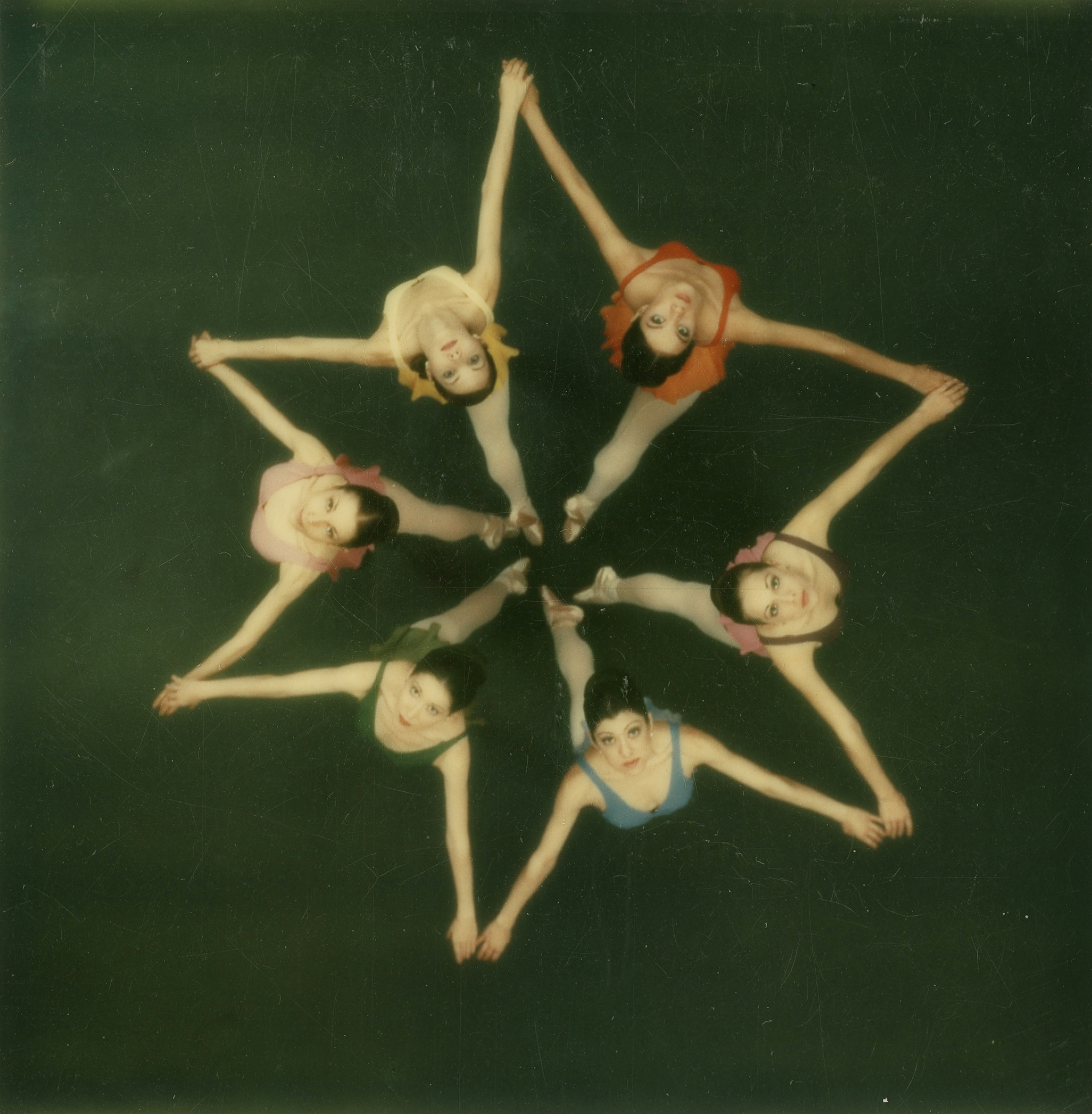 Dancers photographed from above with a Polaroid SX-70 camera, 1972.