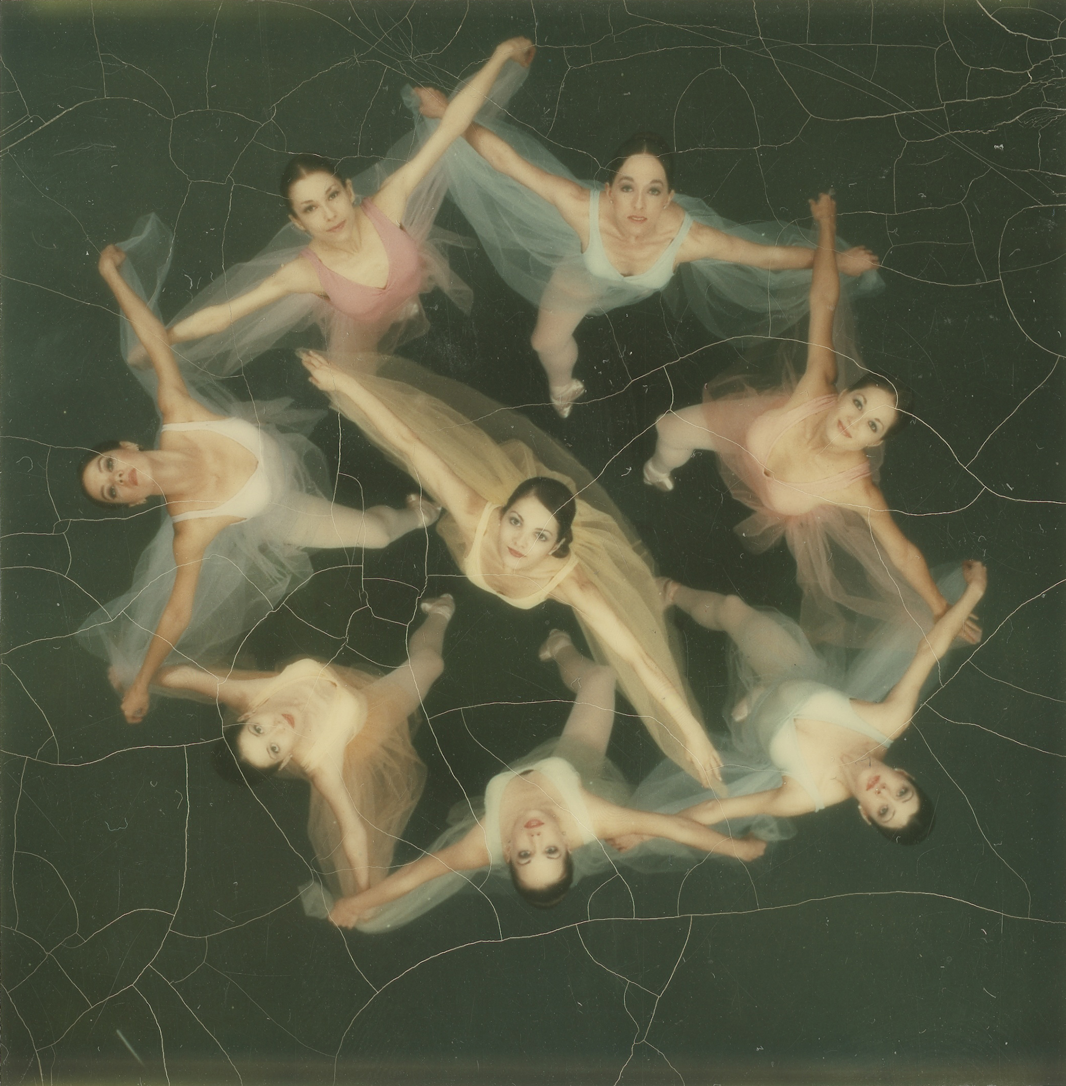 Dancers photographed from above with a Polaroid SX-70 camera, 1972.