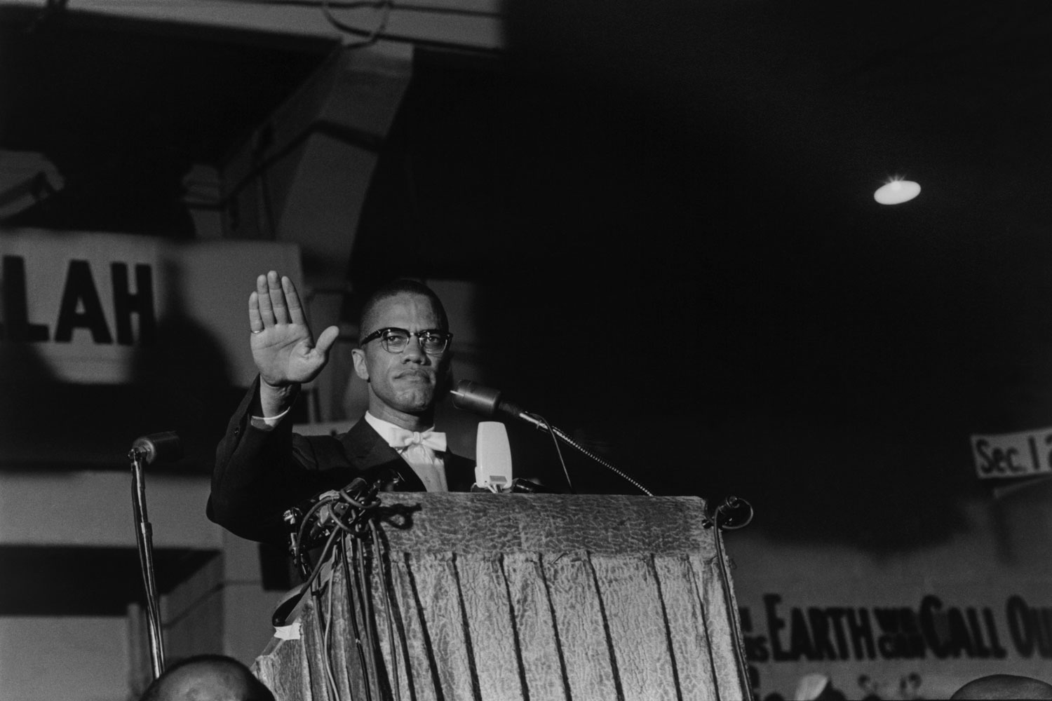 Malcolm X makes a speech at a Nation of Islam rally, Washington D.C., 1961.