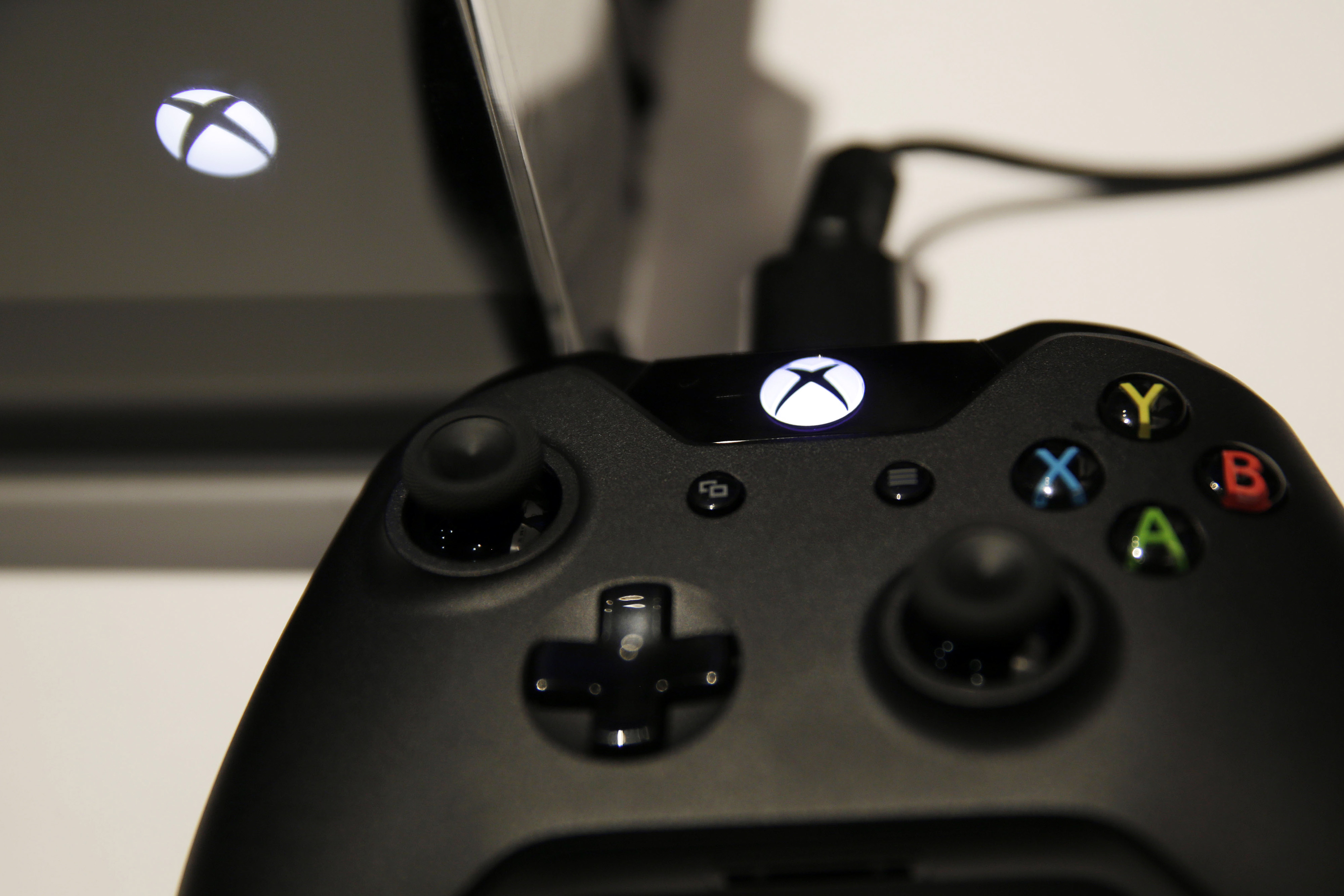 A logo sits on an Xbox One games controller during the Eurogamer Expo 2013 in London, U.K., on Saturday, Sept. 28, 2013. (Matthew Lloyd—Bloomberg / Getty Images)