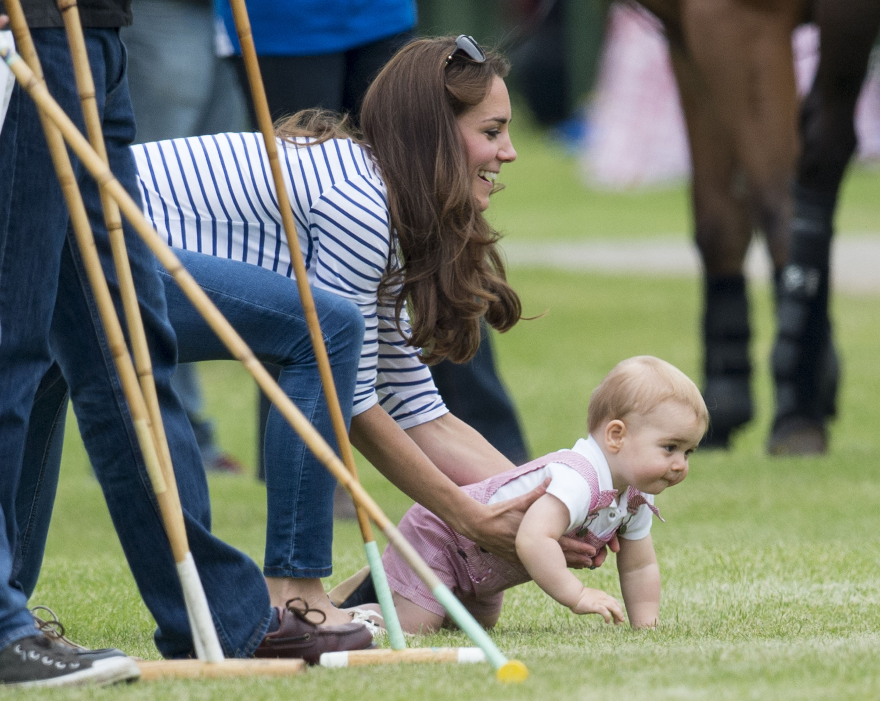 Prince William, Duke of Cambridge and Prince George attend the Jerudong Park Trophy at Cirencester Park Polo Club on June 15, 2014 in Cirencester, England.  (Photo by Mark Cuthbert/UK Press via Getty Images) (Mark Cuthbert&mdash;UK Press via Getty Images)
