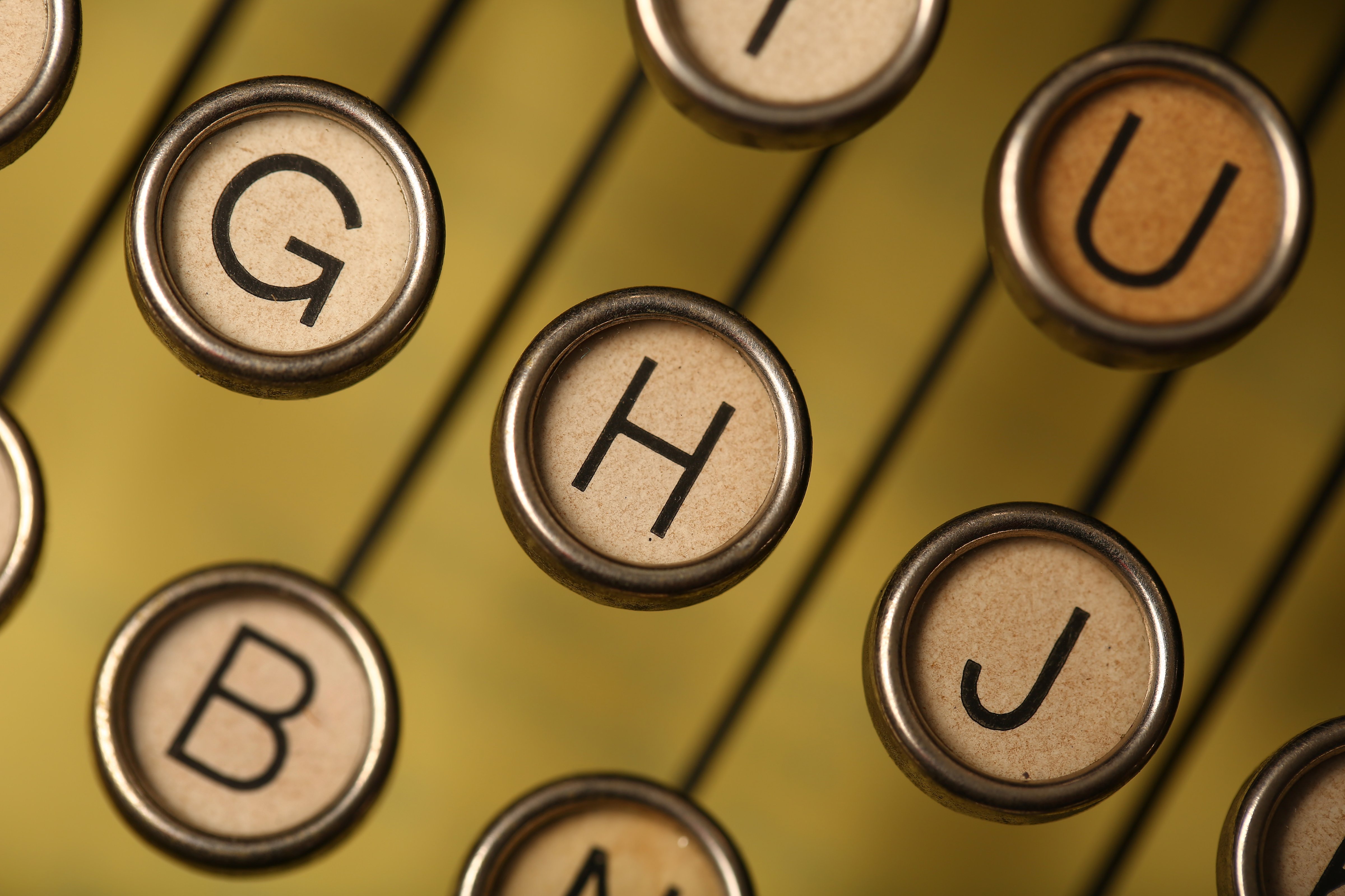 These keys of a circa-1930 Royal portable are photographed on Thursday, August 14, 2014. (Boston Globe&mdash;Boston Globe via Getty Images)
